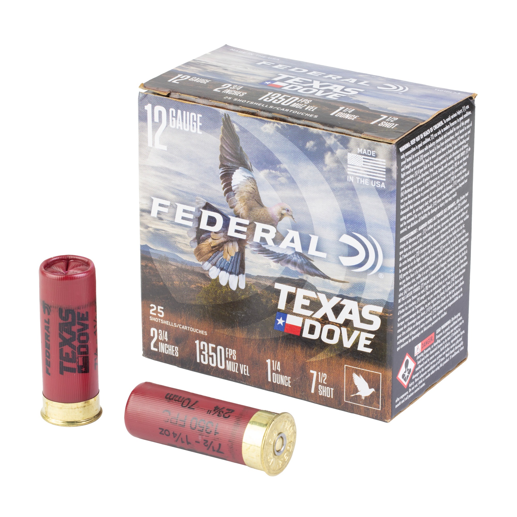FED TX DOVE 12GA 2.75" 1 1/4OZ #7.5