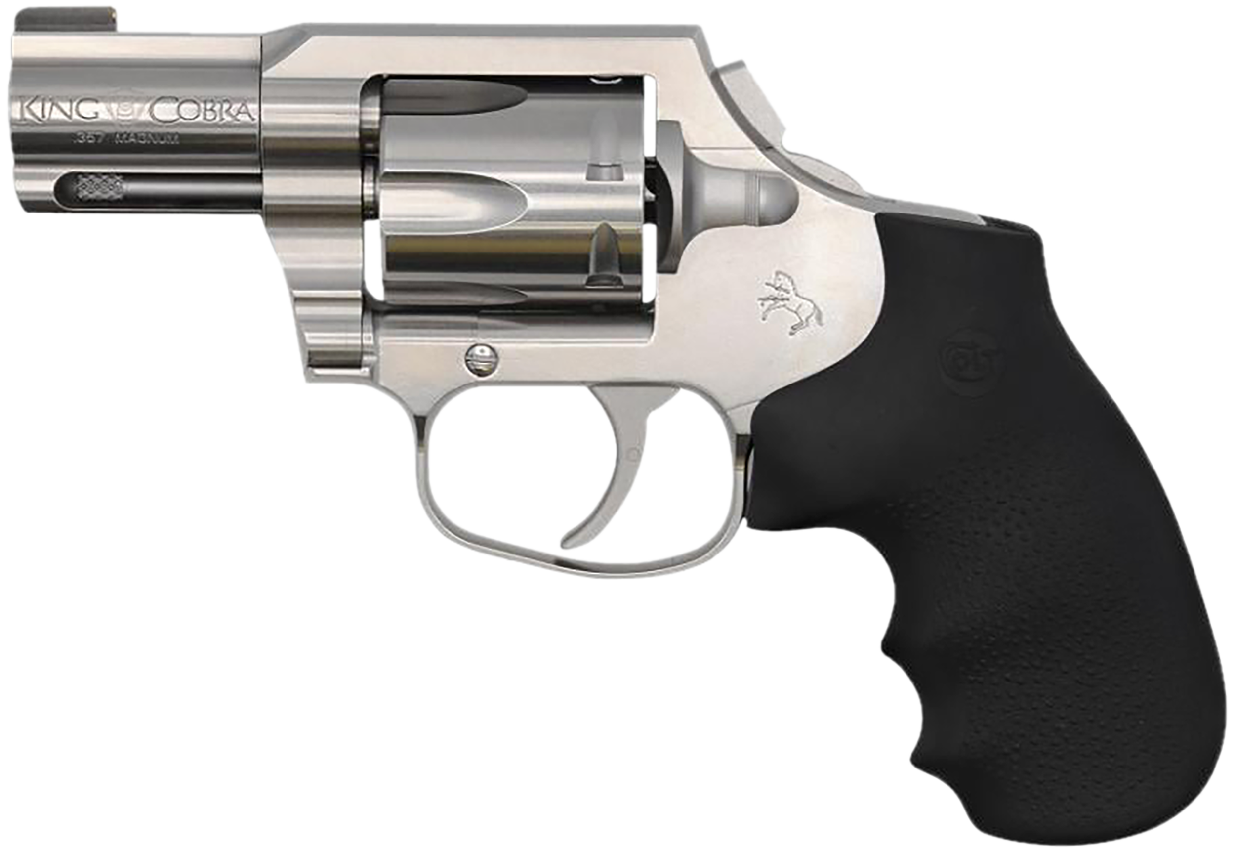 Colt Mfg KCOBRASM2BB King Cobra  Small 357 Mag 6 Shot 2" Matte Stainless Steel Barrel, Cylinder Frame, Black Hogue Overmolded Grips, Concealed Hammer