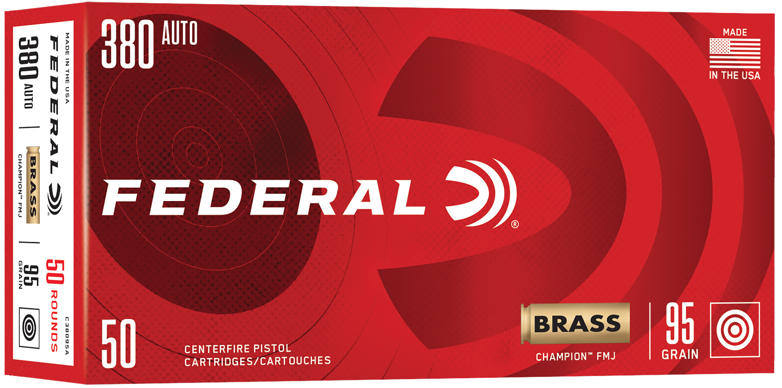 Federal C38095A Champion  380ACP 95gr Full Metal Jacket 50 Per Box/20 Case