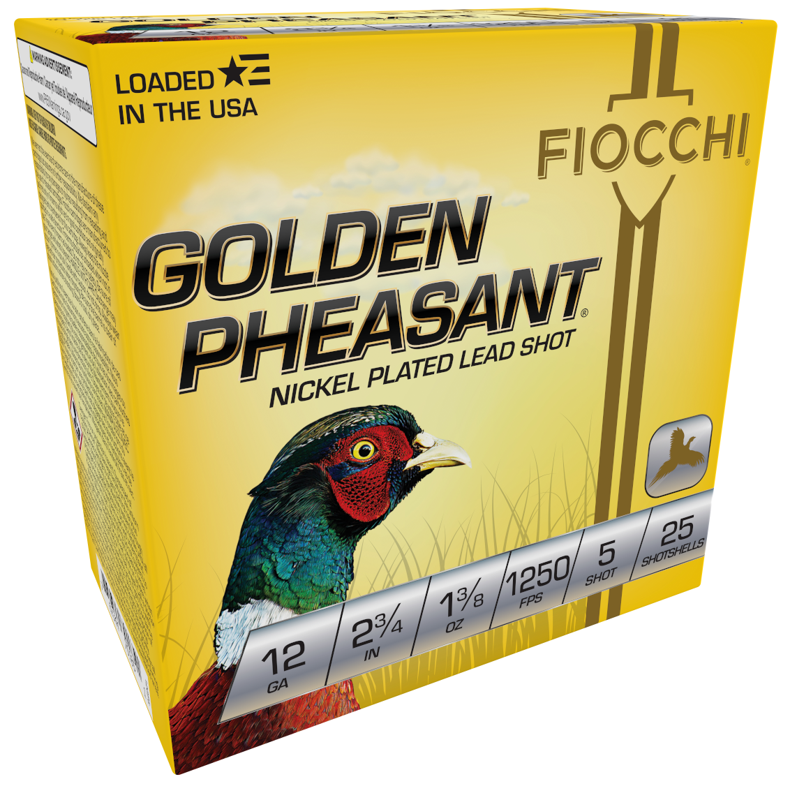 Fiocchi 12GP5 Golden Pheasant Extrema 12Gauge 2.75" 1 3/8oz 5Shot 25 Per Box/10 Case
