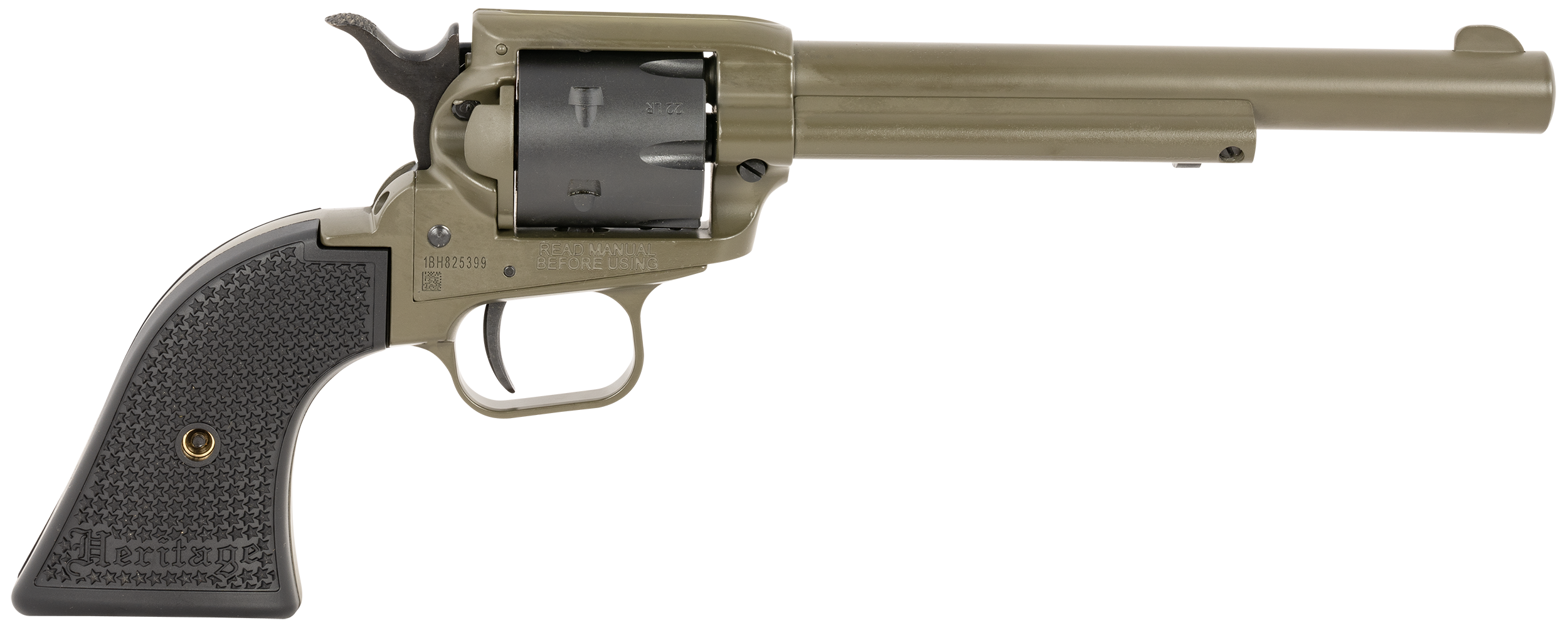 Heritage Mfg RR22T6 Rough Rider  22 LR 6 Shot 5.50" OD Green Cerakote Barrel, OD Green Cerakote w/Black Accents Frame, Black Cerakote Cylinder, Black Star Polymer Grips