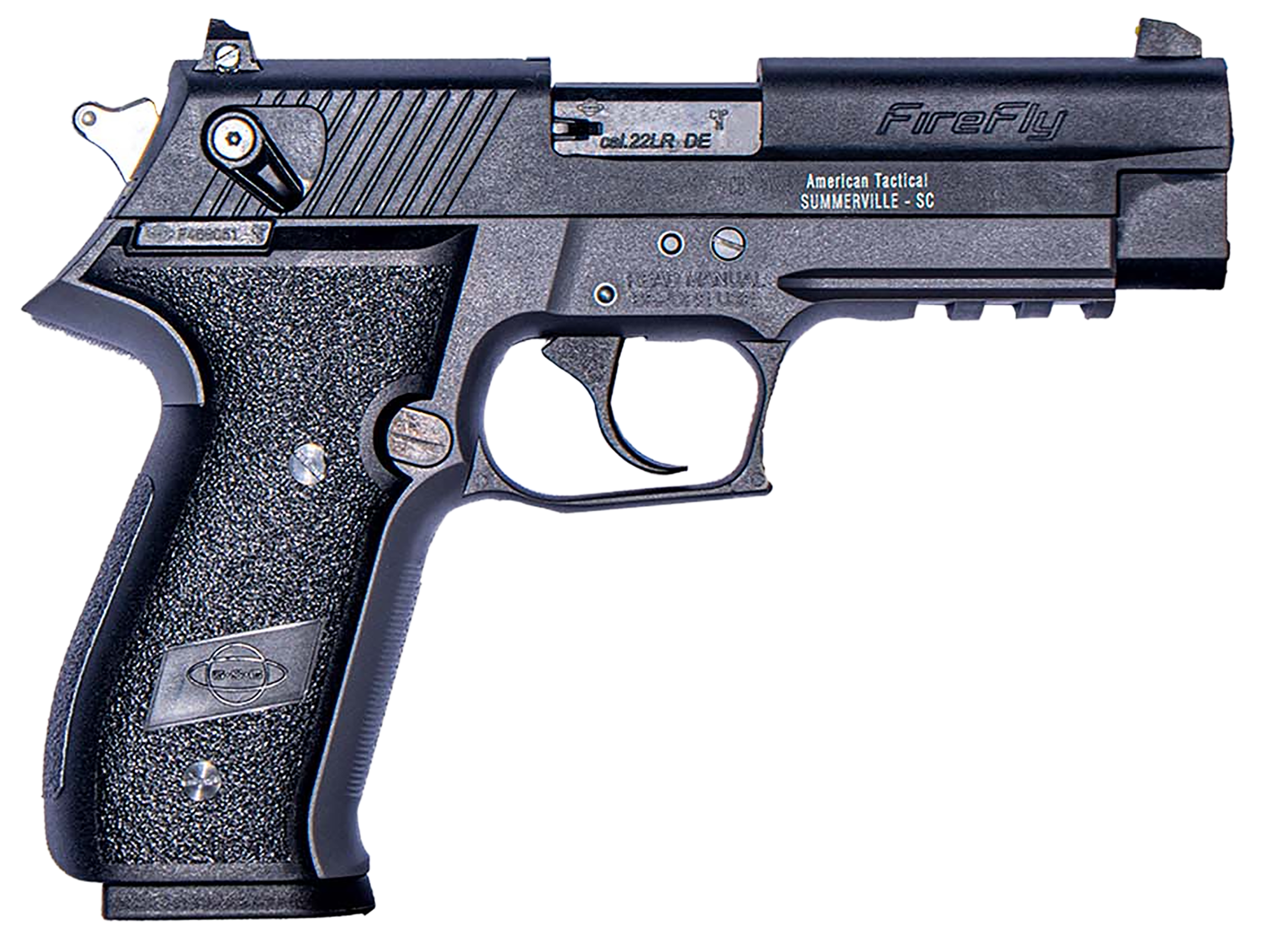 GSG GERG2210FF FireFly  22 LR 10+1 4" All Black Steel Barrel, Serrated Slide, Black Zinc Alloy w/Accessory Rail Frame, Black Polymer Grip