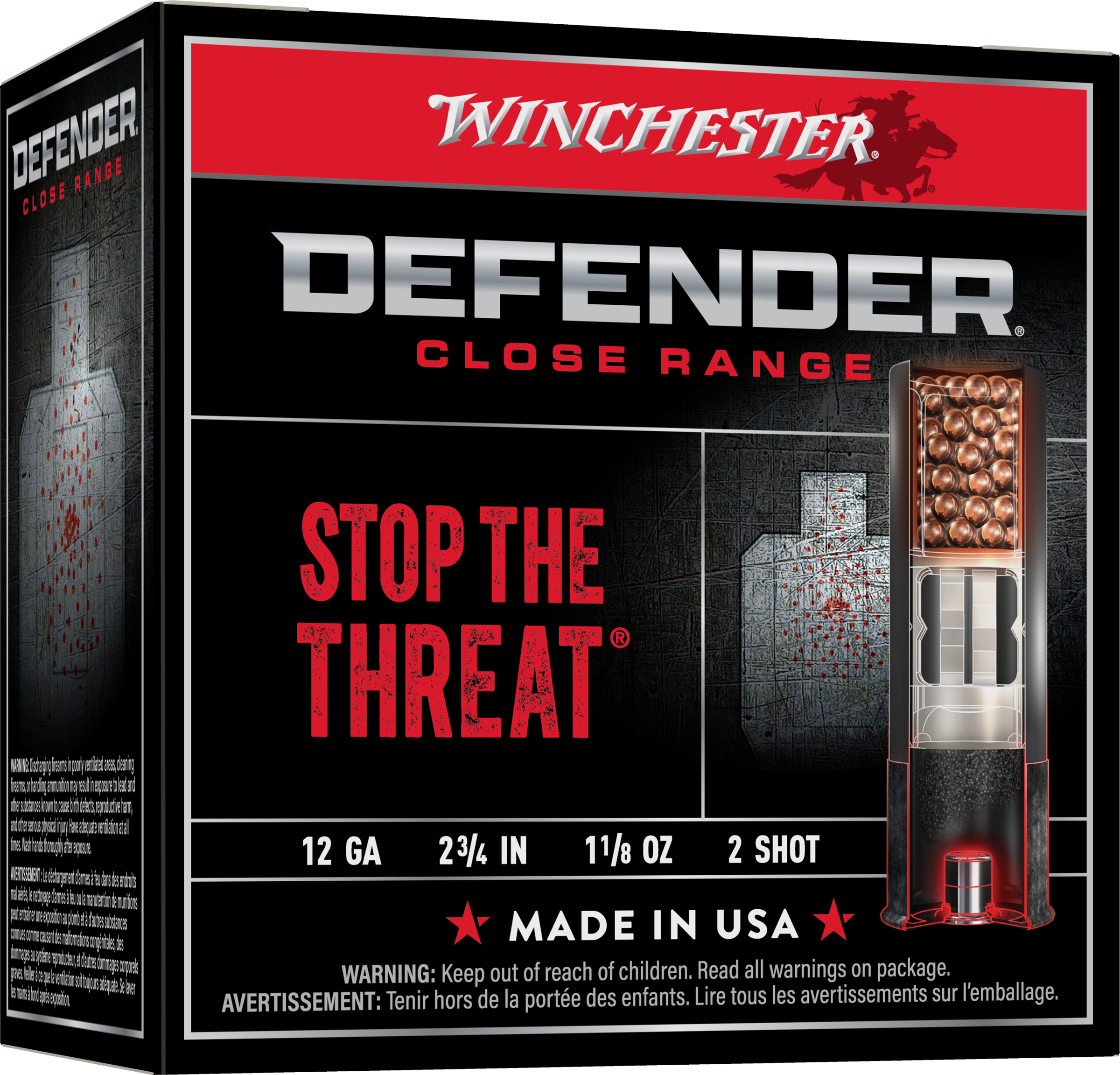 Winchester Ammo S122PD25 Defender 12Gauge 2.75" 1 1/8oz 2Shot 25 Bx/10 Case