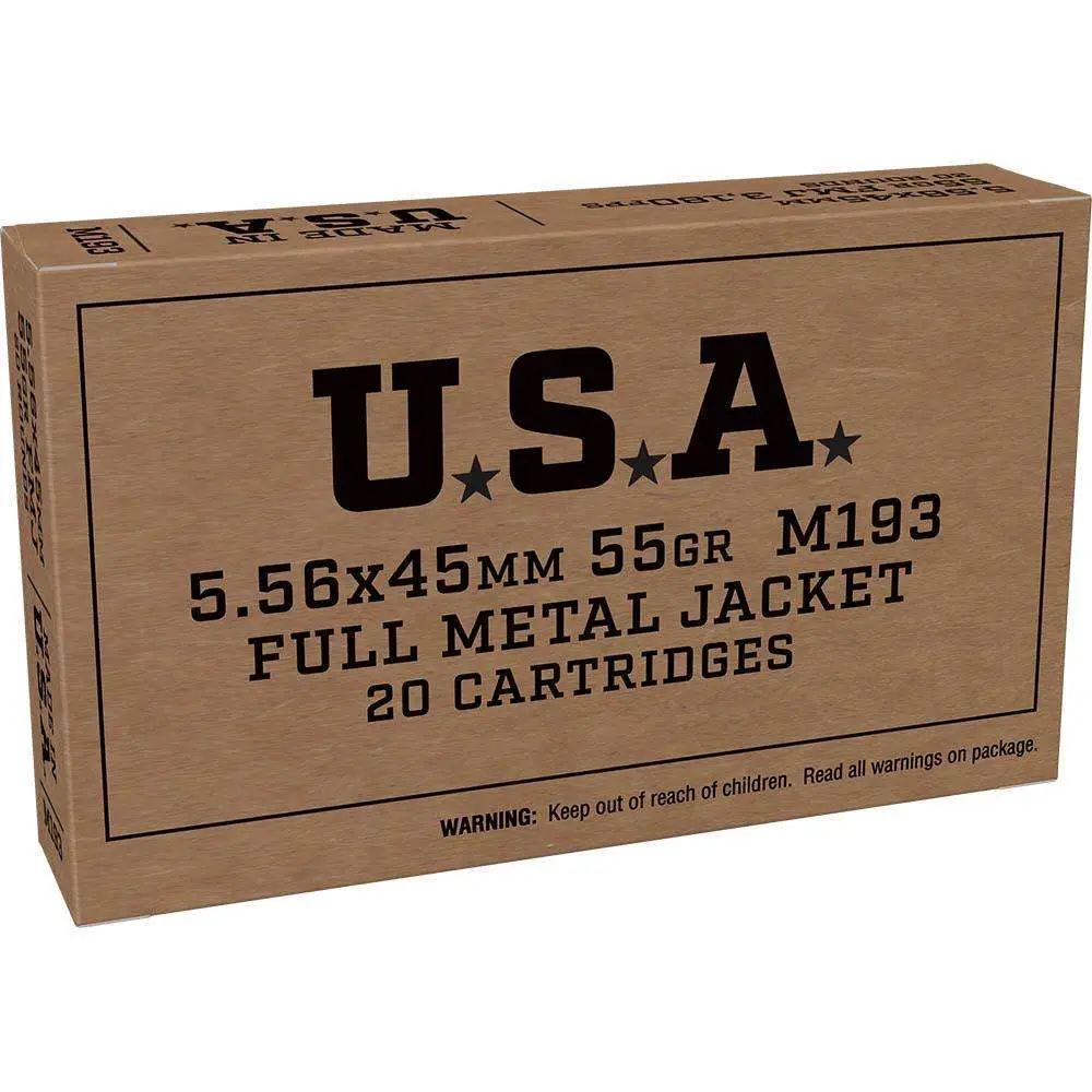 WINCHESTER L.C. M193 5.56 55G FMJ 20RD BOX 1000RD CASE (USA BROWN BOX)