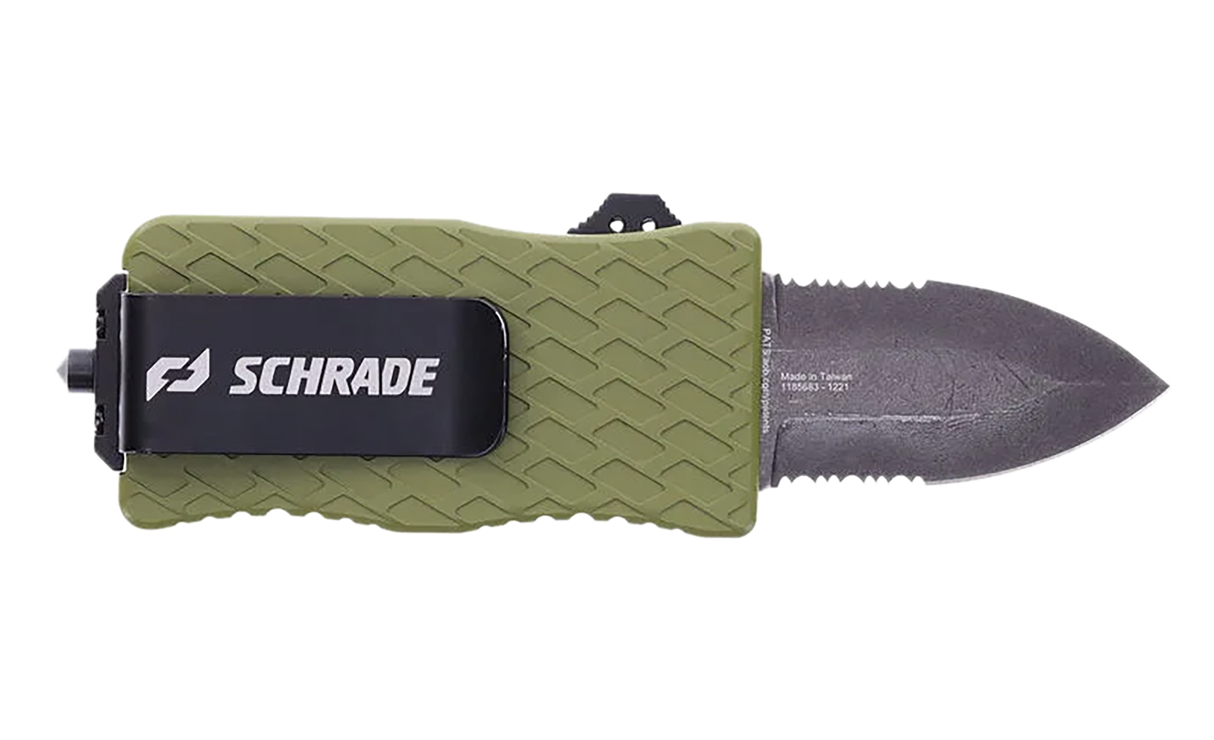 Schrade 1159306 Uproar Tactical Mini 1.90" Serrated Dagger Satin D2 Steel Blade OD Green Aluminum Handle