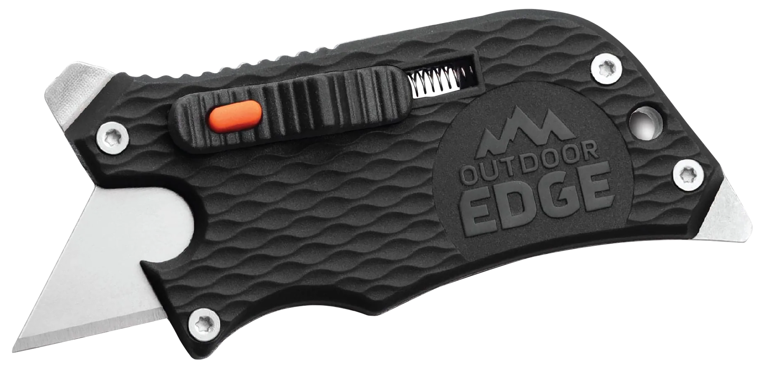 Outdoor Edge SWK30C SlideWinder 3.50" Long, Plain Utility Blade, Black GNR/SS Handle, Screwdriver, Bottle Opener