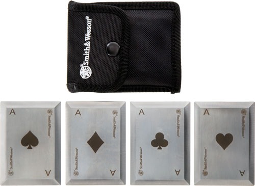 S&W BULLSEYE THROWING CARDS 4-PACK SS LASER ETCHED W/SHTH