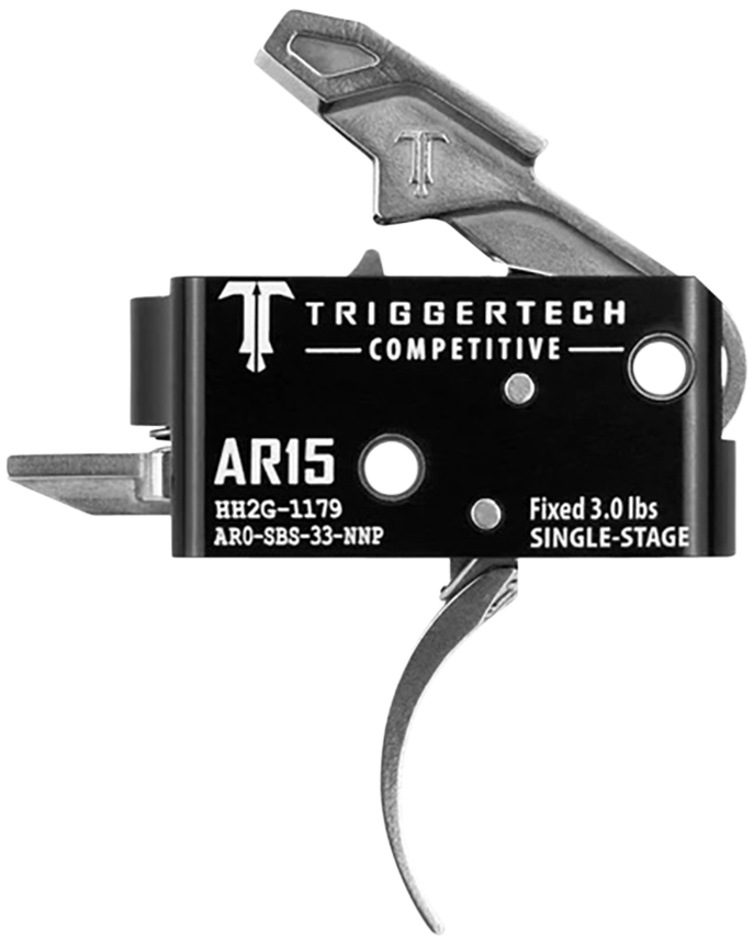 TriggerTech AR0SBS33NNP Competitive Stainless Pro Curved Single-Stage 3 lbs Fixed for AR-15