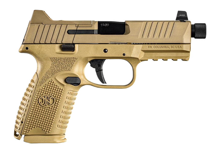 FN 66101710 509M Tactical Bundle 9mm Luger 10+1 4.50" Black Threaded Barrel, Flat Dark Earth Stainless Steel Optic Ready/Serrated Slide & Polymer Frame w/Picatinny Rail, Ambidextrous, 5 Magazines