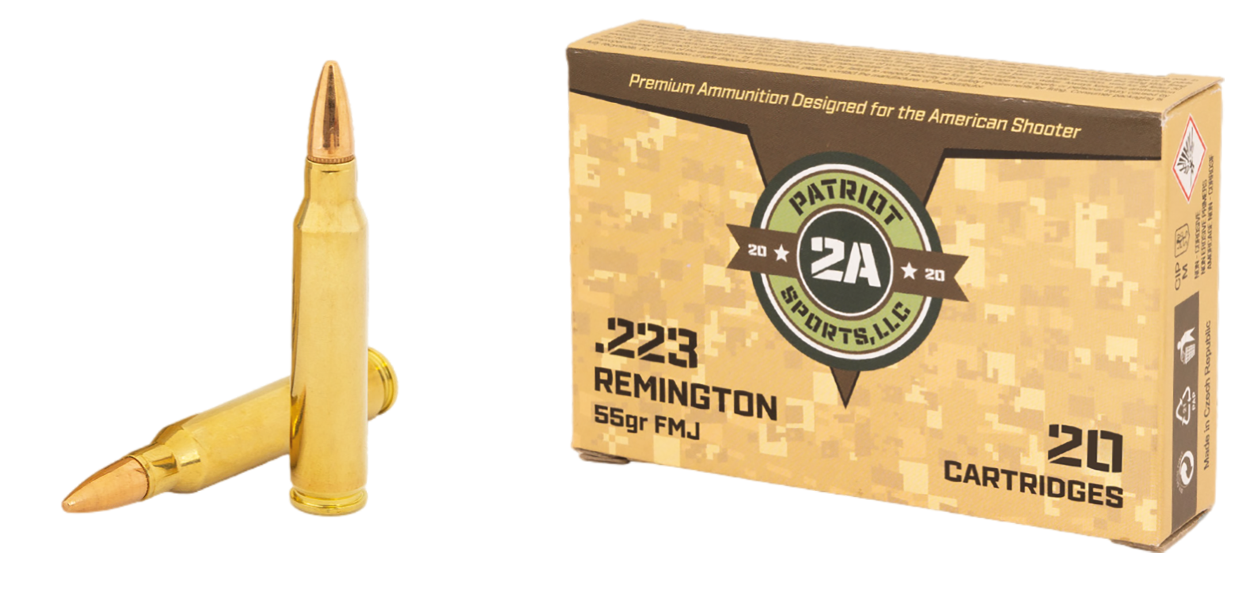 PATRIOT SPORTS LLC P223055F   223Rem 55gr Full Metal Jacket 20 Per Box/50 Case