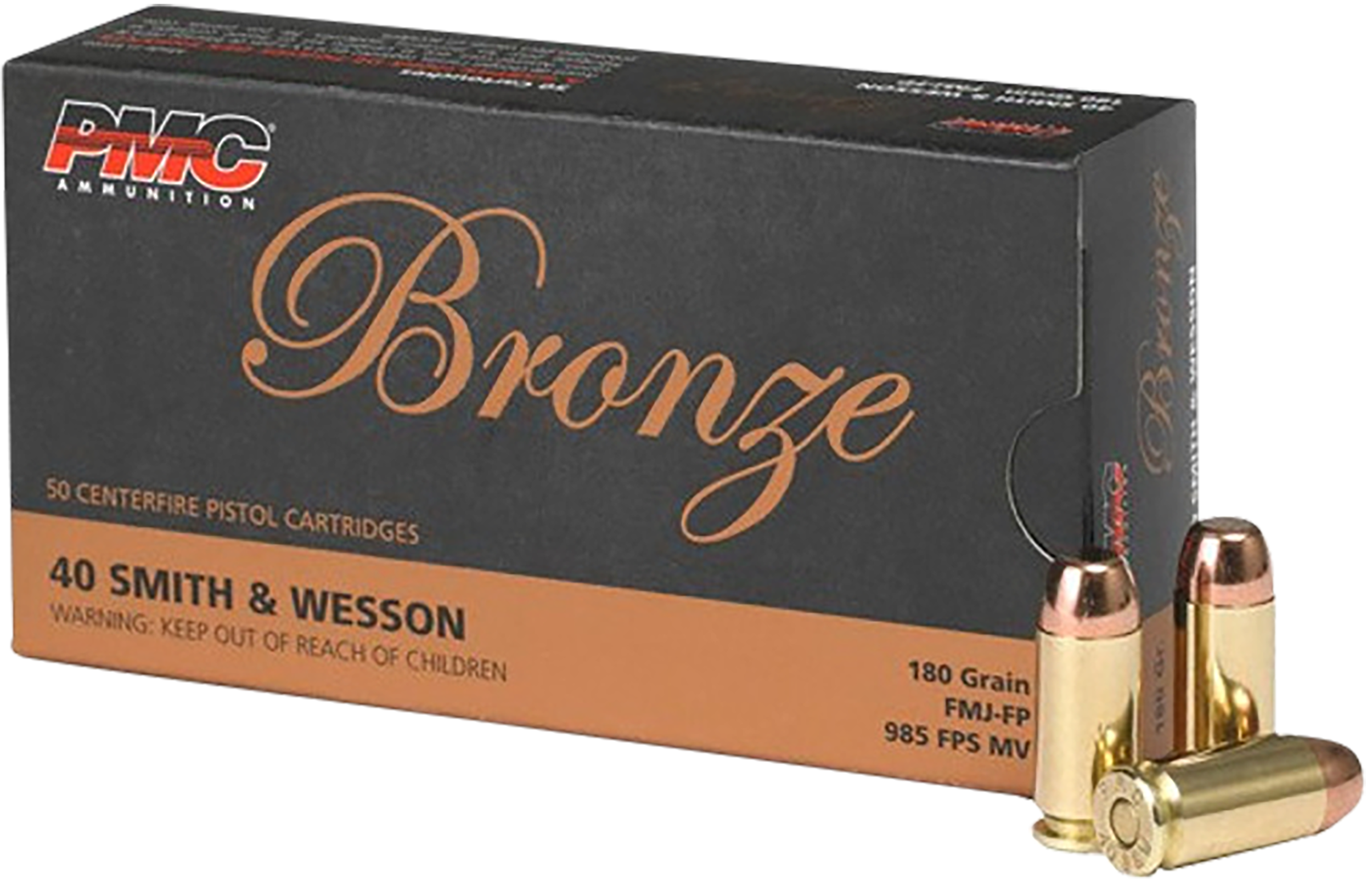 PMC 40E Bronze 40S&W 180gr Full Metal Jacket Flat Point 50 Per Box/20 Case