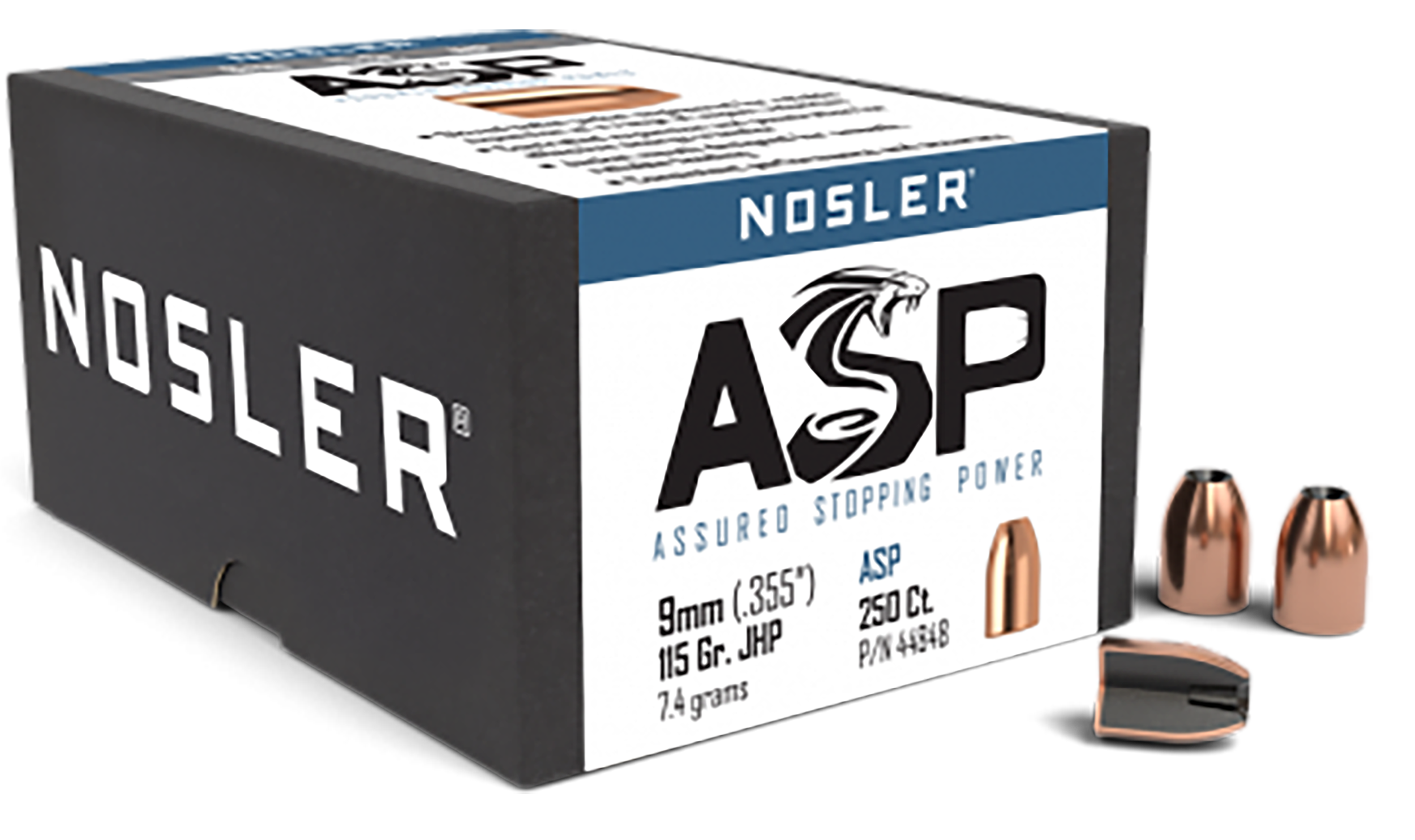 Nosler 44848 Assured Stopping Power  9mm 115gr Jacketed Hollow Point 250/Box