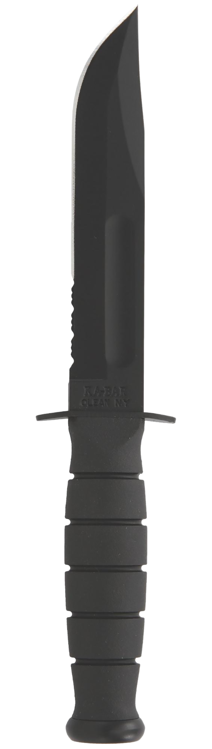 Ka-Bar 1257 Short Fight/Utility 5.25" Fixed Clip Point Part Serrated Black 1095 Cro-Van Blade, Black Kraton G Handle, Includes Sheath