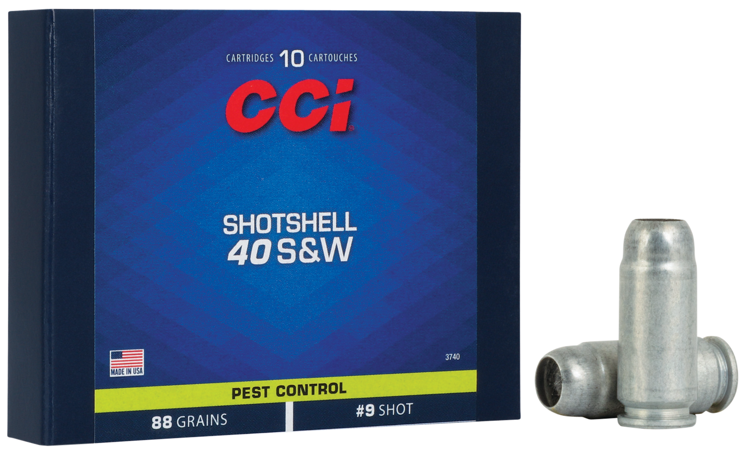CCI 3740 Pest Control Shotshell 40S&W 88gr #9Shot 10 Per Box/20 Case