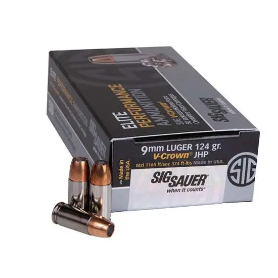 SIG SAUER V-CROWN 9MM 124GR JHP 50RD