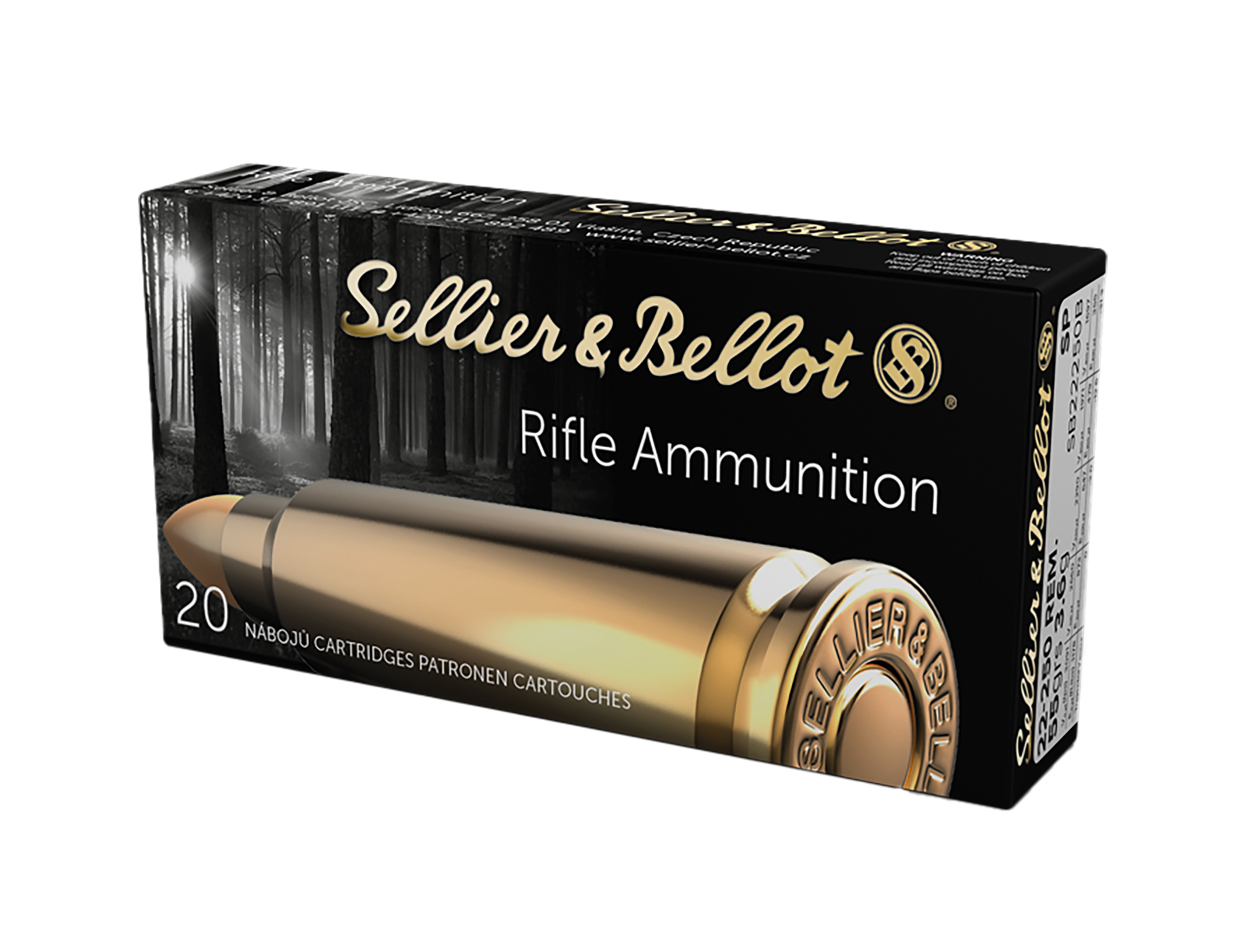 Sellier & Bellot SB22250B Rifle 22-250Rem 55gr Soft Point 20 Per Box/25 Case
