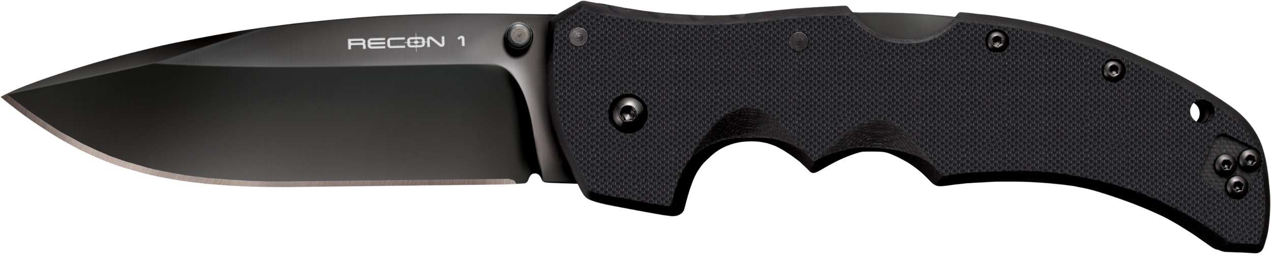 Cold Steel CS27BS Recon 1 4" Folding Spear Point Plain DLC Coated American S35VN Blade/Black G10 Handle Includes Pocket Clip