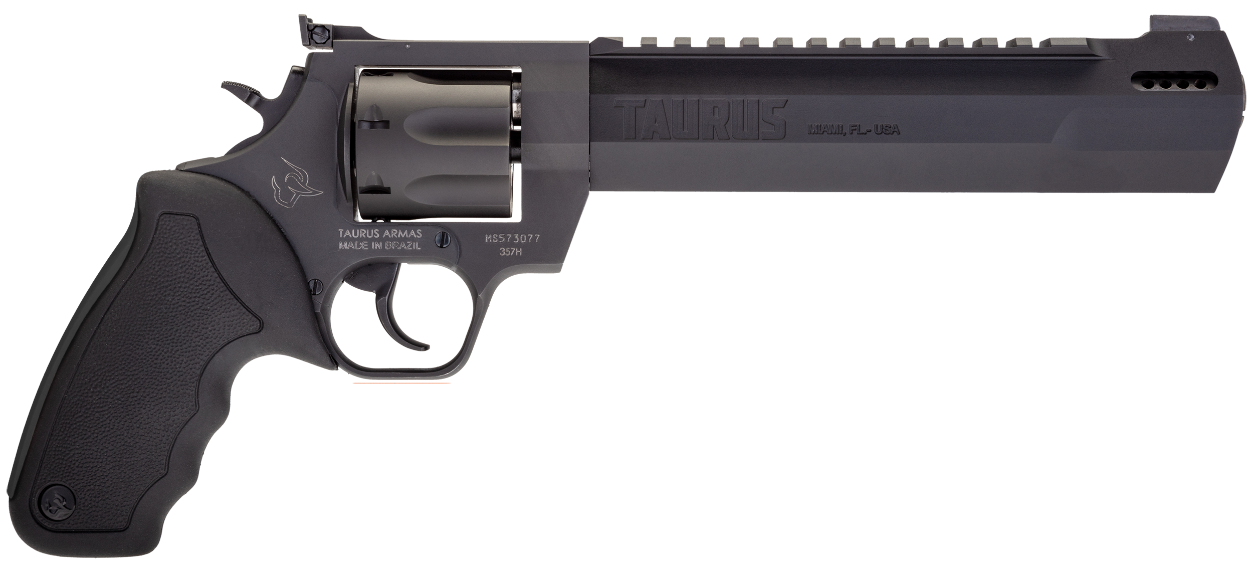 Taurus 2357081RH Raging Hunter 357 Mag 7rd 8.37" Matte Black Oxide Steel Black Rubber with Integrated Red Cushion Insert Grip