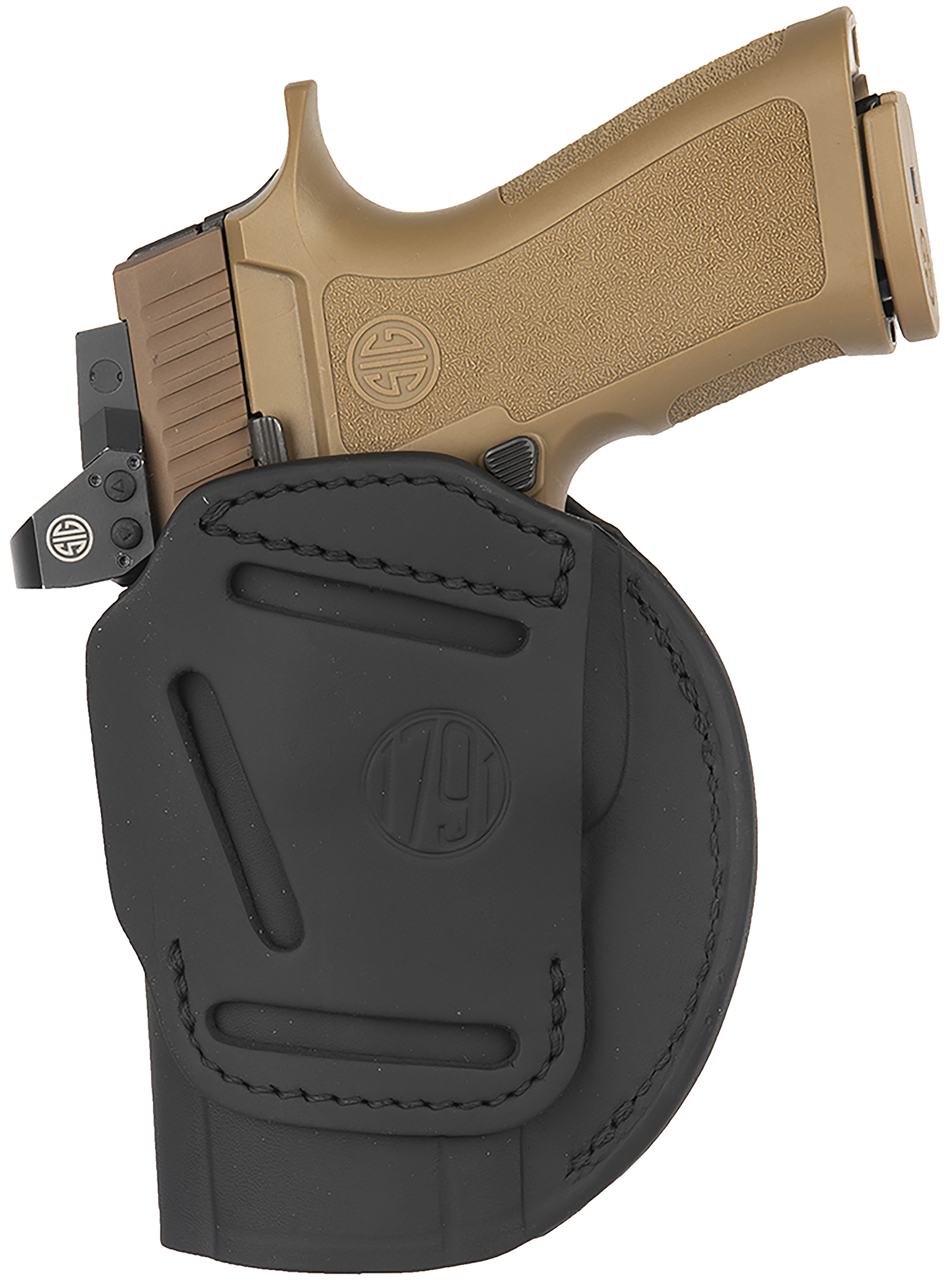 1791 Gunleather 4WH6SBLR 4-Way  IWB/OWB Size 06 Black Leather Belt Clip Compatible w/ Springfield XDM/Glock 20 Right Hand
