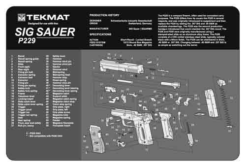 TEKMAT ARMORERS BENCH MAT 11"x17" SIG SAUER 229 PISTOL