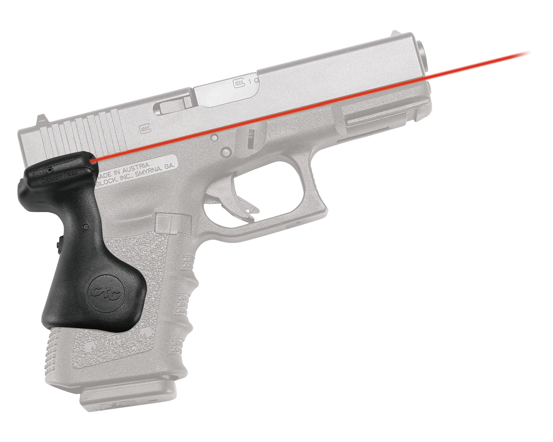 Crimson Trace 0169101 Lasergrips  Compatible w/Glock Compact Gen5 19/Gen4 19, 23, 32/Gen5 19 Gen 4, Red Laser Black Polymer