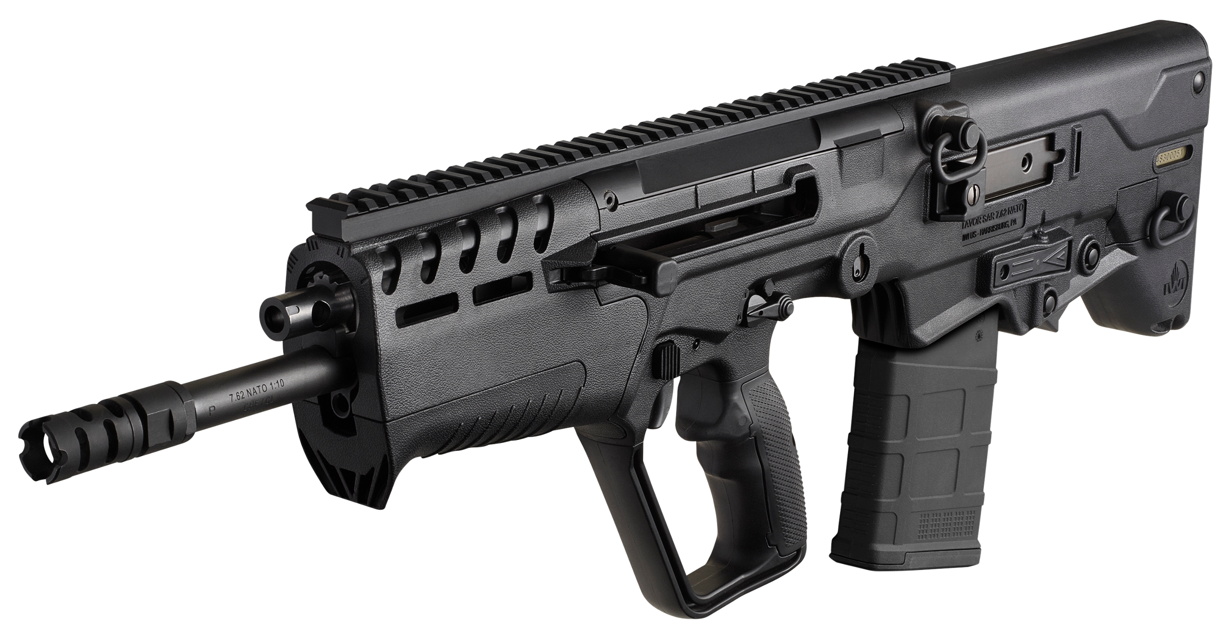 IWI US T7B1610 Tavor 7 7.62x51mm NATO Caliber with 16.50" Barrel, 10+1 Capacity, Black Metal Finish, Black Fixed Bullpup Stock & Black Polymer Grip Right Hand