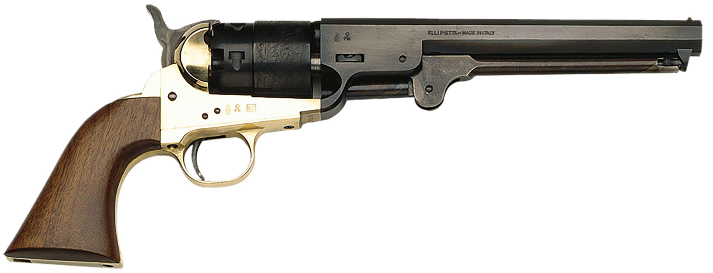 Traditions FR18511 1851 Navy Break Open 44 Cal #11 Percussion 7.50" 6 Shot Brass Frame Blued Barrel & Cylinder Walnut Grip