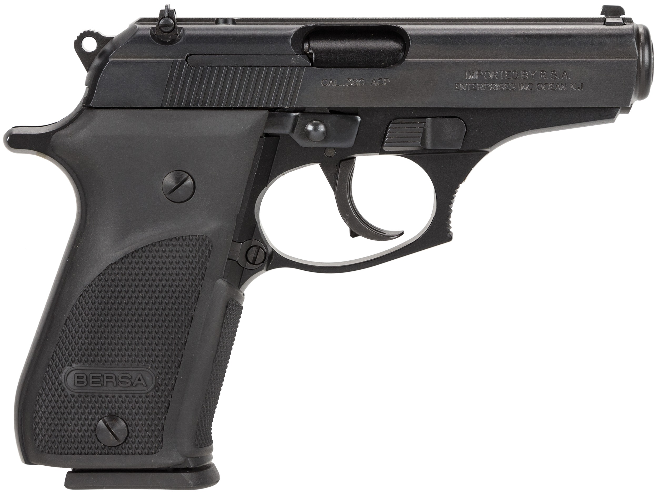 Bersa THUN380PM15 Thunder Plus Sub-Compact Frame 380 ACP 15+1, 3.50" Black Steel Barrel, Matte Black Serrated Steel Slide & Aluminum Frame w/Beavertail, Black Right Hand