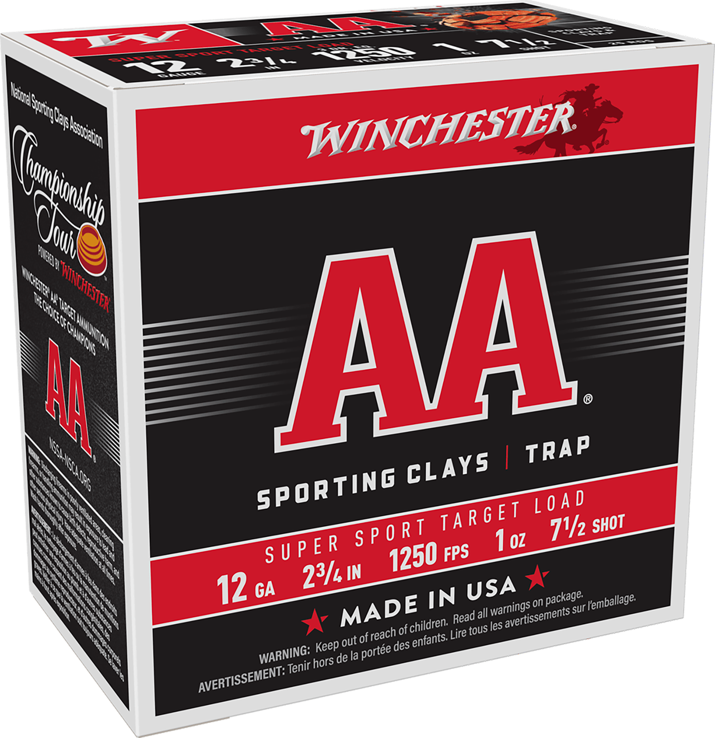 Winchester Ammo AASC12507 AA Super Sport Sporting Clay 12Gauge 2.75" 1oz 7.5Shot 25 Per Box/10 Case