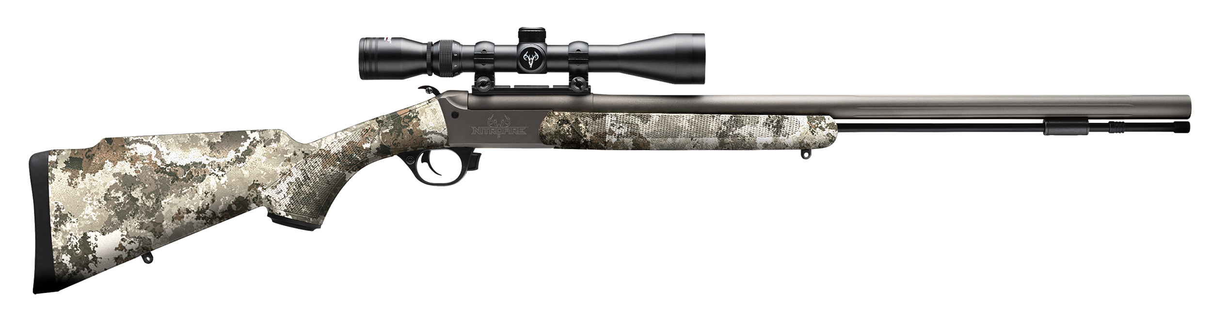 Traditions CR5-843304434 NitroFire VAPR w/Scope 50 Cal 209 Primer 26" Sniper Gray Cerakote Fluted & Tapered Barrel, Drilled & Tapped Receiver, Veil Alpine Fixed Synthetic Stock, 3-9x40mm Duplex