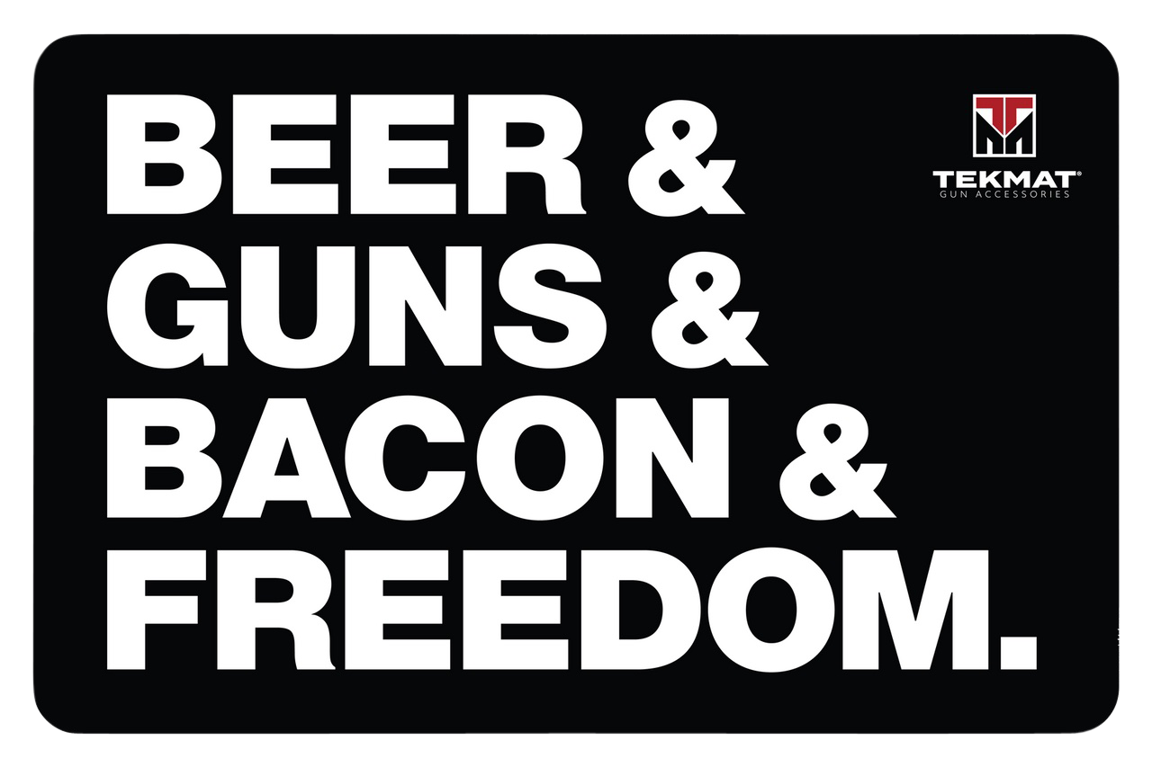 TekMat TEKR17BGBF  Cleaning Mat Black/White Rubber 11"x17" "Beer & Guns & Bacon & Freedom"