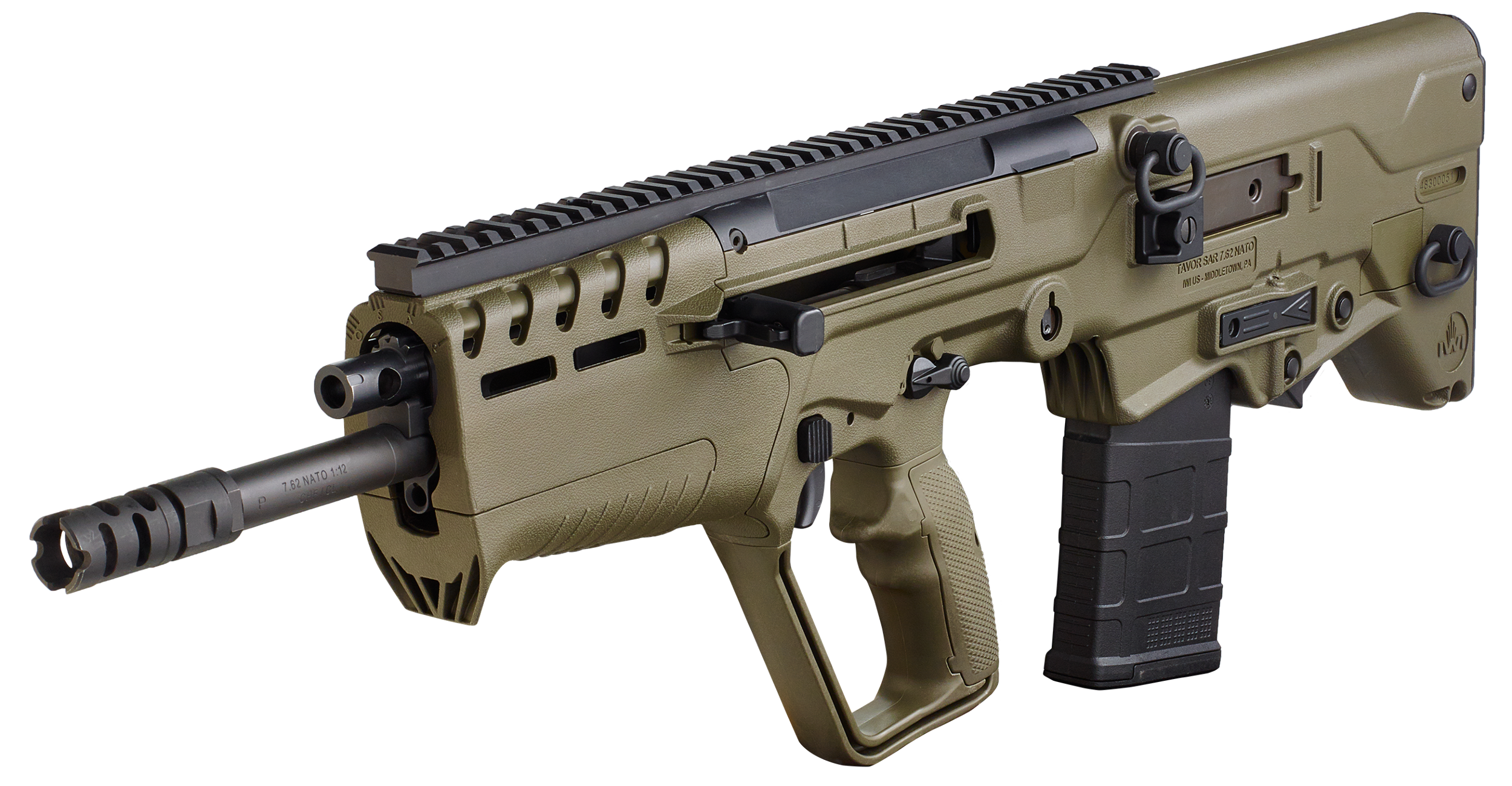 IWI US T7G1610 Tavor 7 7.62x51mm NATO Caliber with 16.50" Barrel, 10+1 Capacity, OD Green Metal Finish, OD Green Fixed Bullpup Stock & Polymer Grip Right Hand