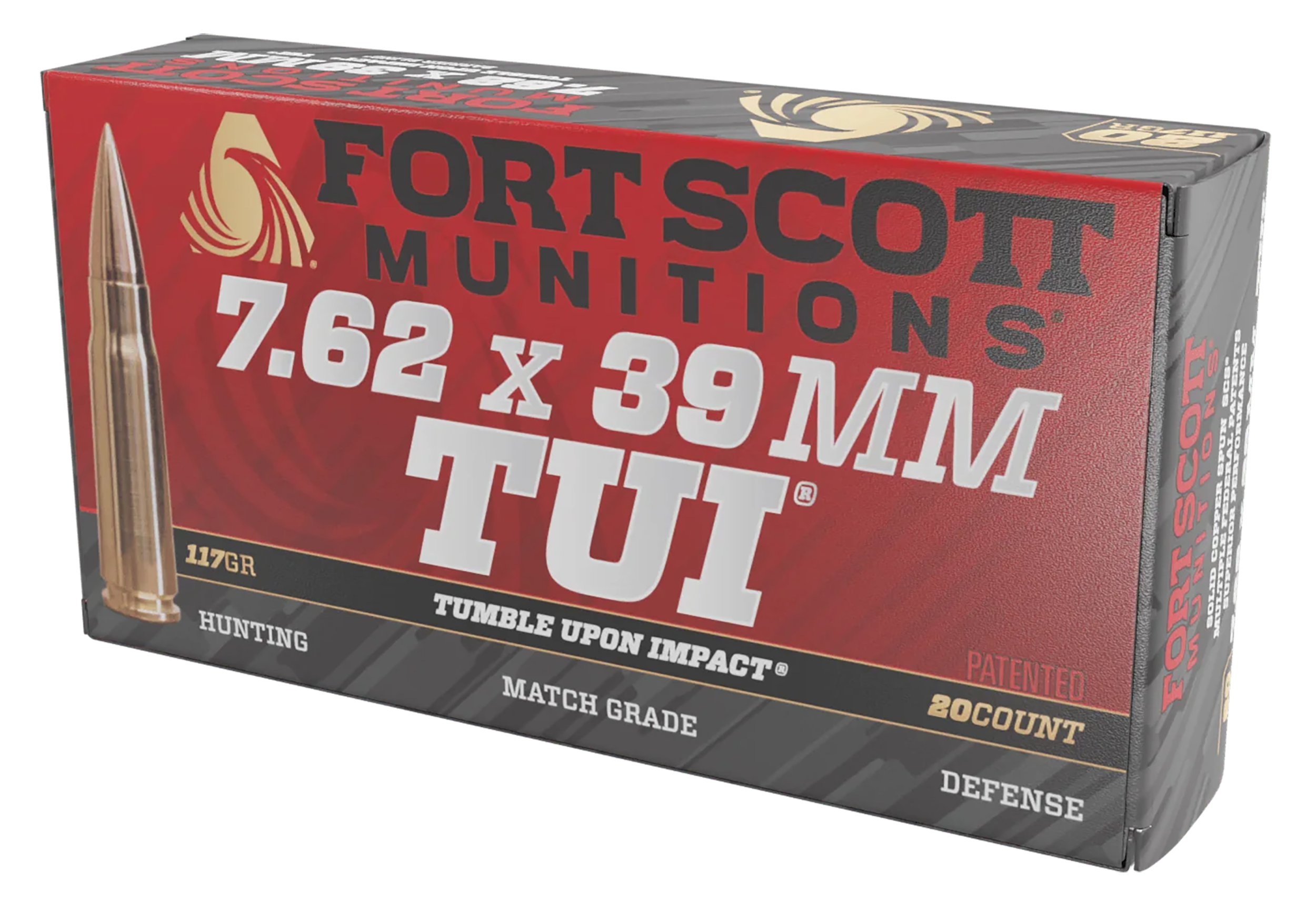 Fort Scott Munitions 762X39117SCV Tumble Upon Impact (TUI) Rifle 7.62x39mm 117gr Solid Copper Spun 20 Per Box/10 Case