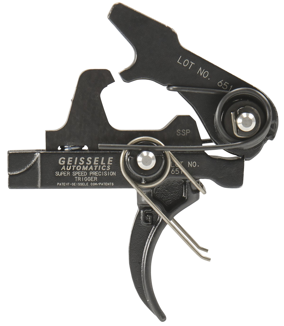 Geissele Automatics 05400 SSP Single-Stage Curved Trigger with 3-3.75 lbs Draw Weight & Black Oxide Finish for AR-Platform