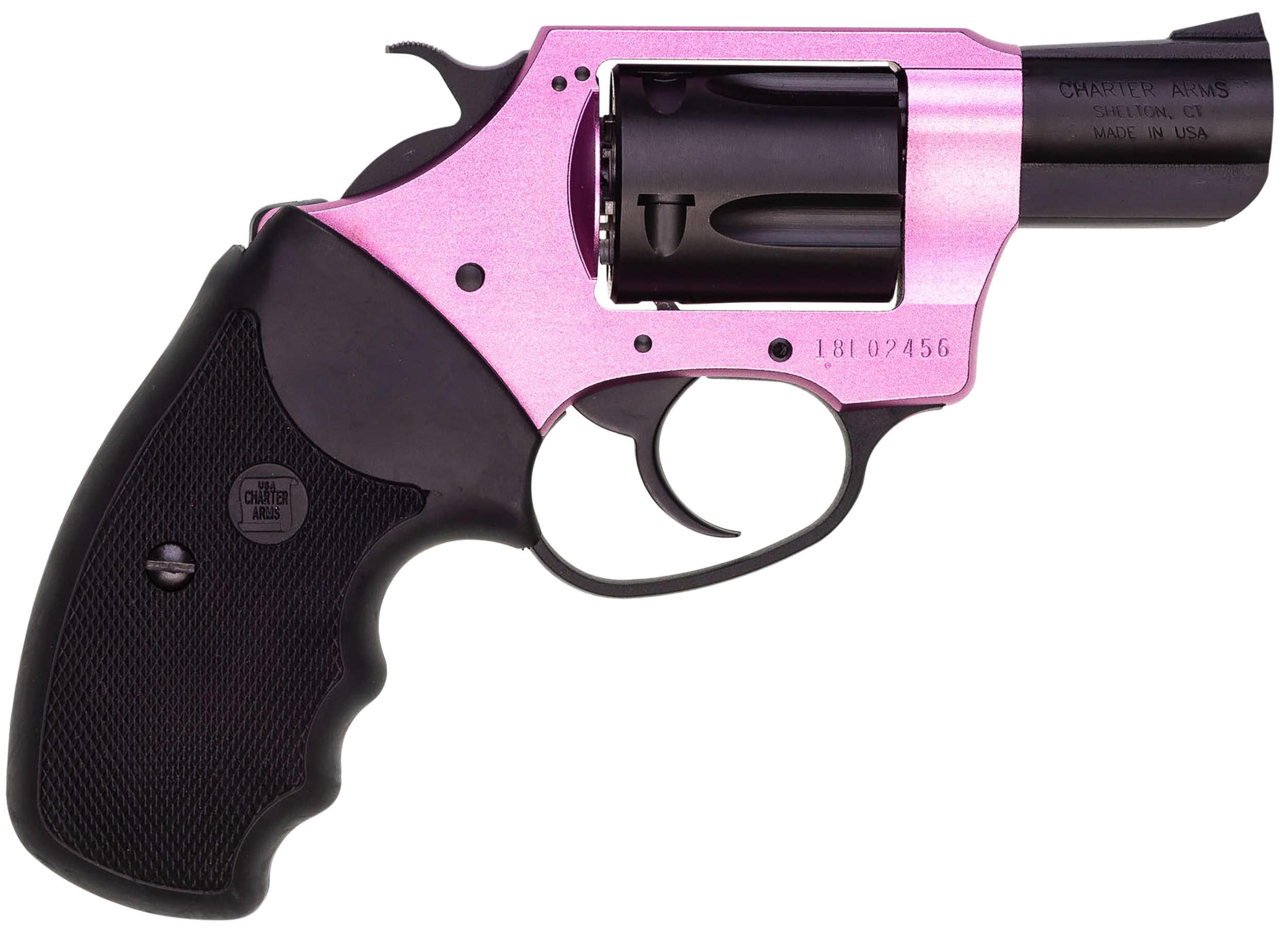 Charter Arms 53835 Pink Lady 38 Special 5rd 2" Black Steel Barrel, Black Cylinder, Black/Pink Aluminum Frame, Black Rubber Grip, Exposed Hammer