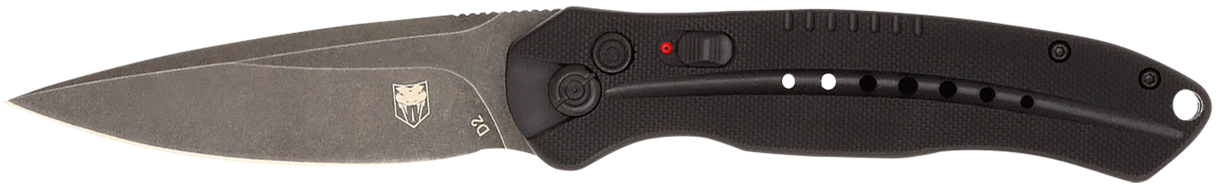 CobraTec Knives BLKDIABLOAUTO Diablo  3.50" Folding Black Stonewashed D2 Steel Blade, 4.75" Black Textured G10 Scales Handle