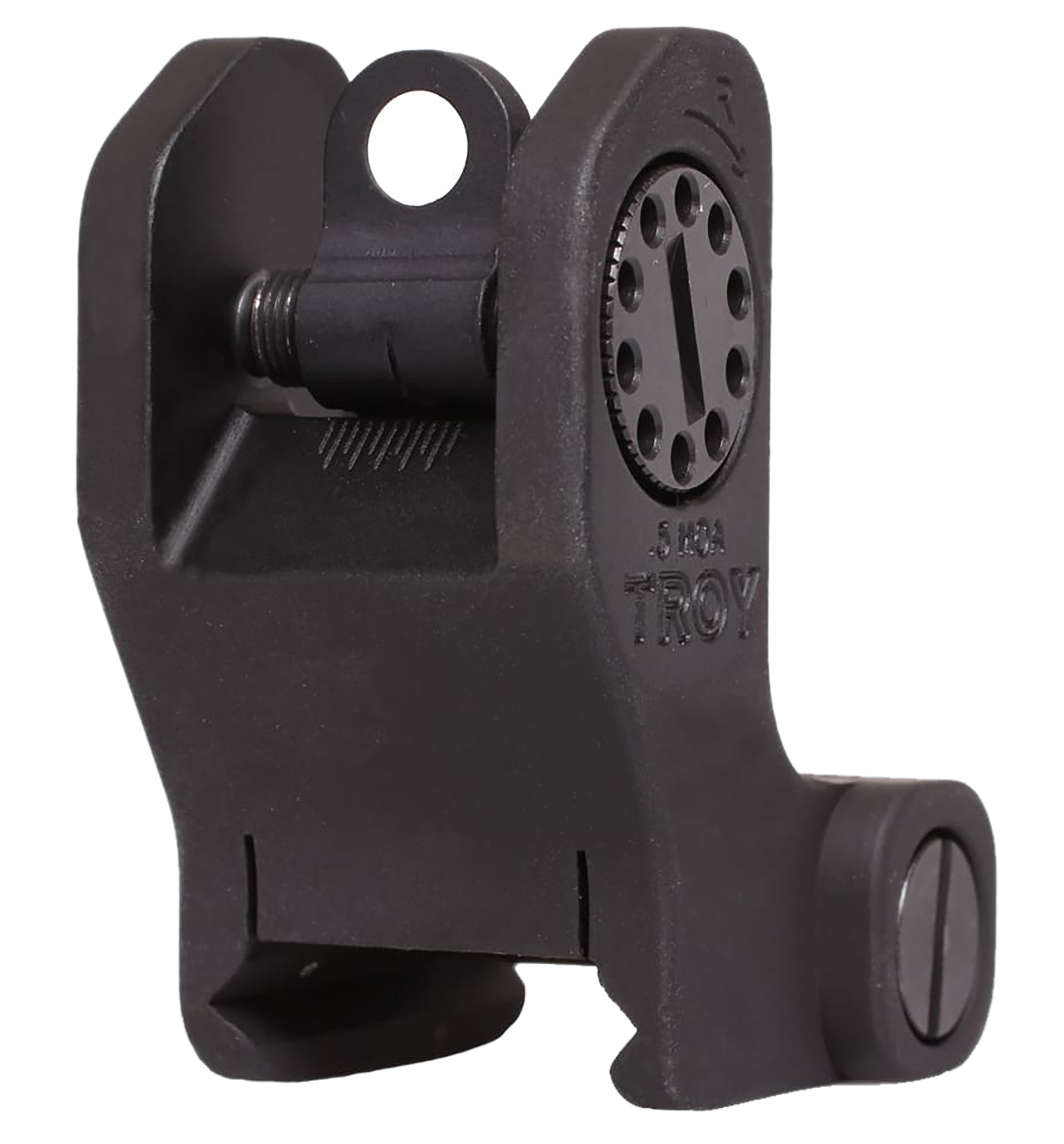 Troy Ind SSIGFRSROBT00 Rear Fixed BattleSight Round  Black Hardcoat Anodized for AR-15/AR-10