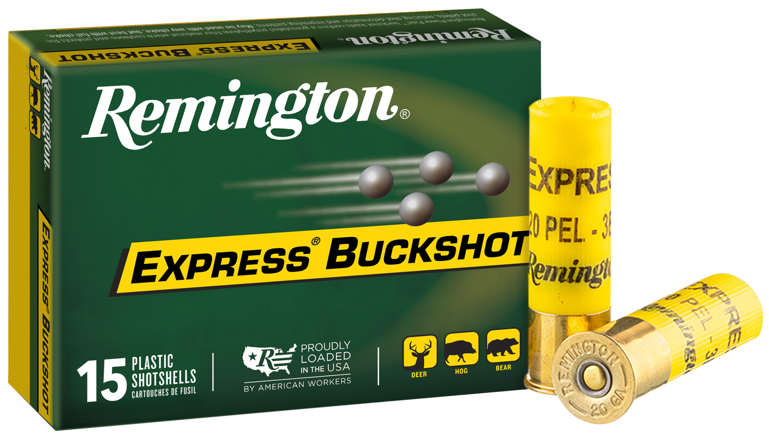 Remington Ammunition 26877 Express Buckshot 20Gauge 2.75" 3Buck Shot 15 Per Box/5 Case