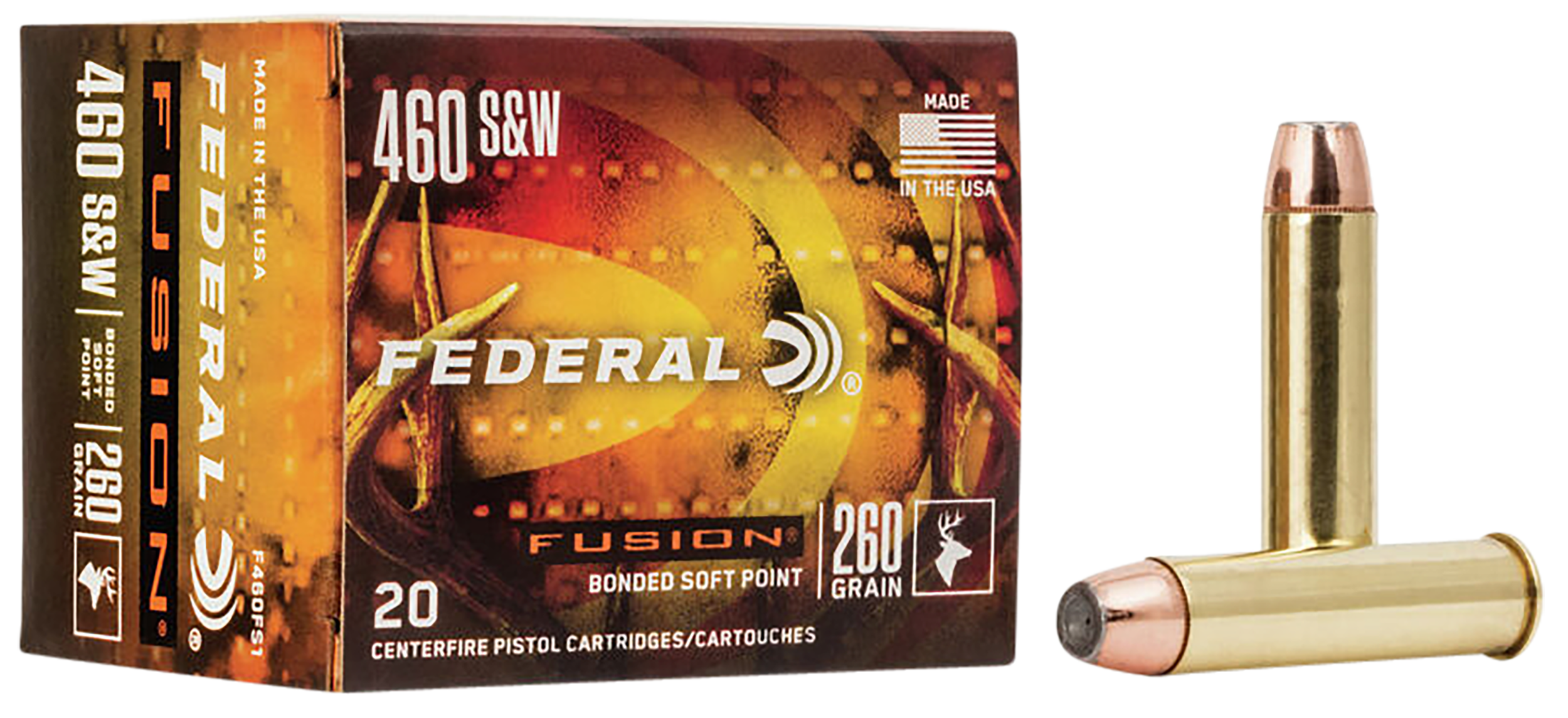 Federal F460FS1 Fusion Handgun 460S&W Mag 260gr Fusion Soft Point 20 Per Box/10 Case