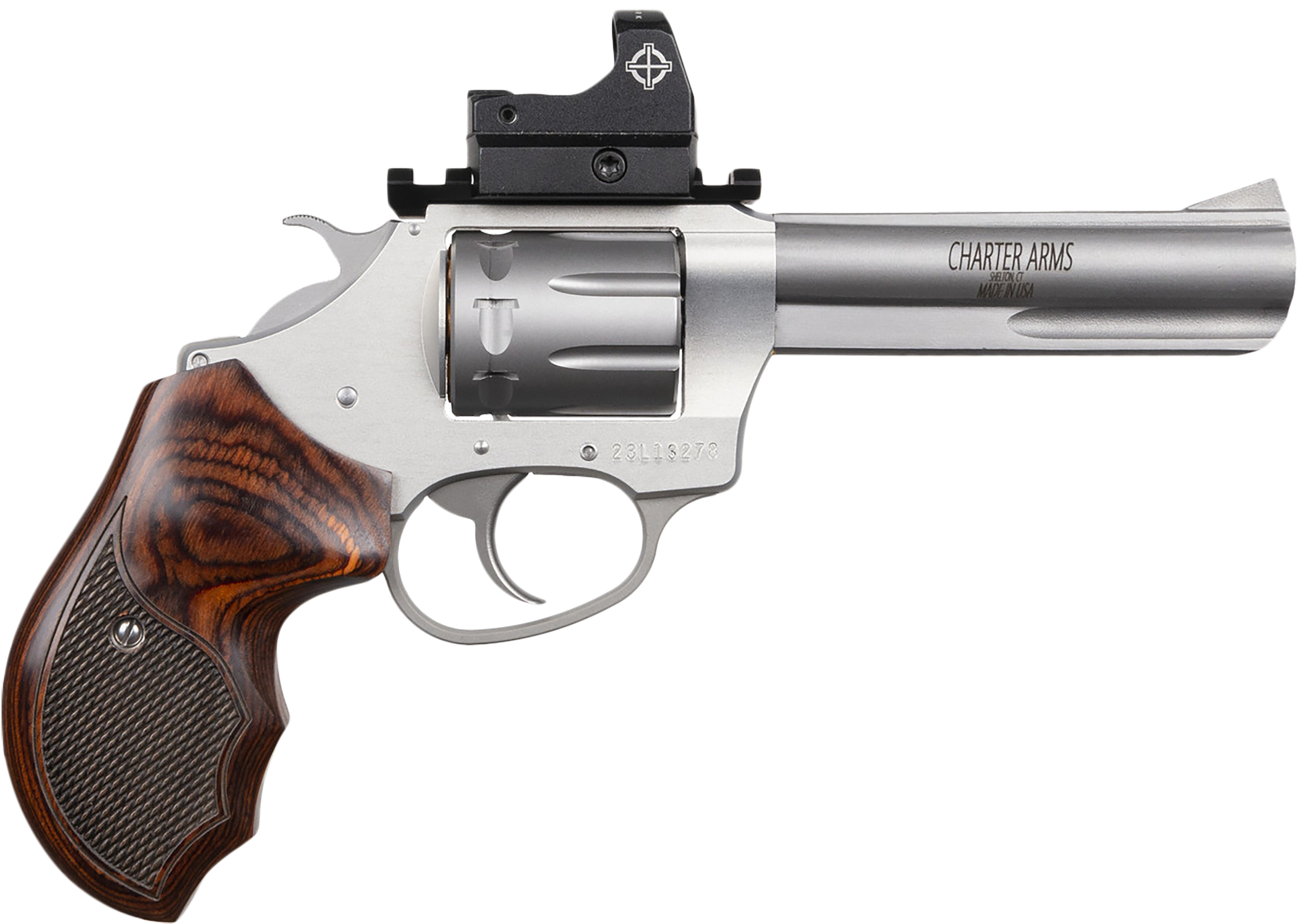 Charter Arms 72245 Target Pathfinder 22 LR 8 Shot, 4.20" Anodized Stainless Steel Barrel & Cylinder, Stainless Aluminum Frame, Rosewood Grip, Sightmark Micro Optic