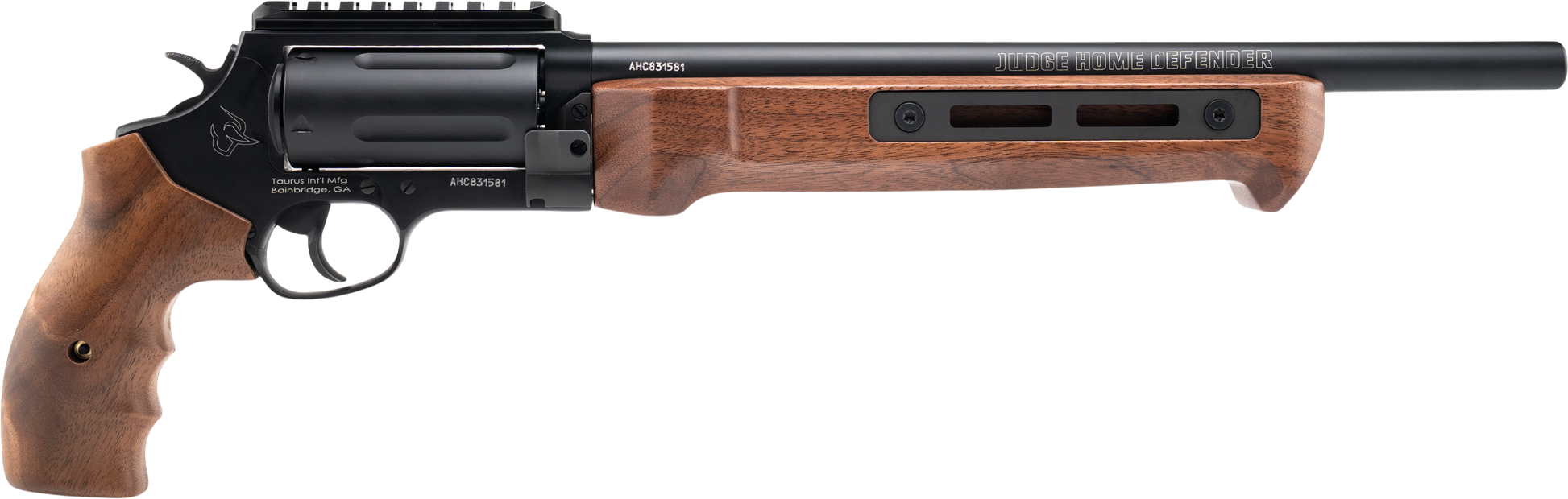 Taurus 2-JHD441013MAG-W Judge 45 Colt (Long Colt)/410 Gauge 5 Shot 13" Matte Black Oxide Picatinny Rail Barrel, Cylinder & Alloy Steel Frame, Walnut Grip