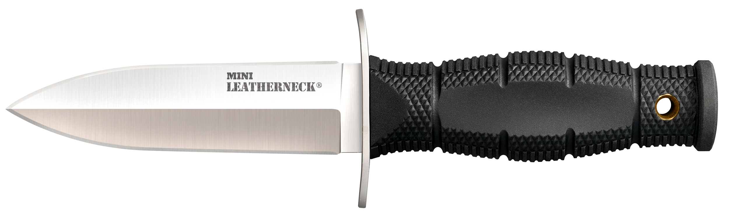 Cold Steel CS39LSAC Leatherneck Double Edge Mini 3.50" Fixed Plain 8Cr13MoV SS Blade/3.25" Black Deep Checkered w/Double Quillon Guard Kray-Ex Handle Includes Sheath