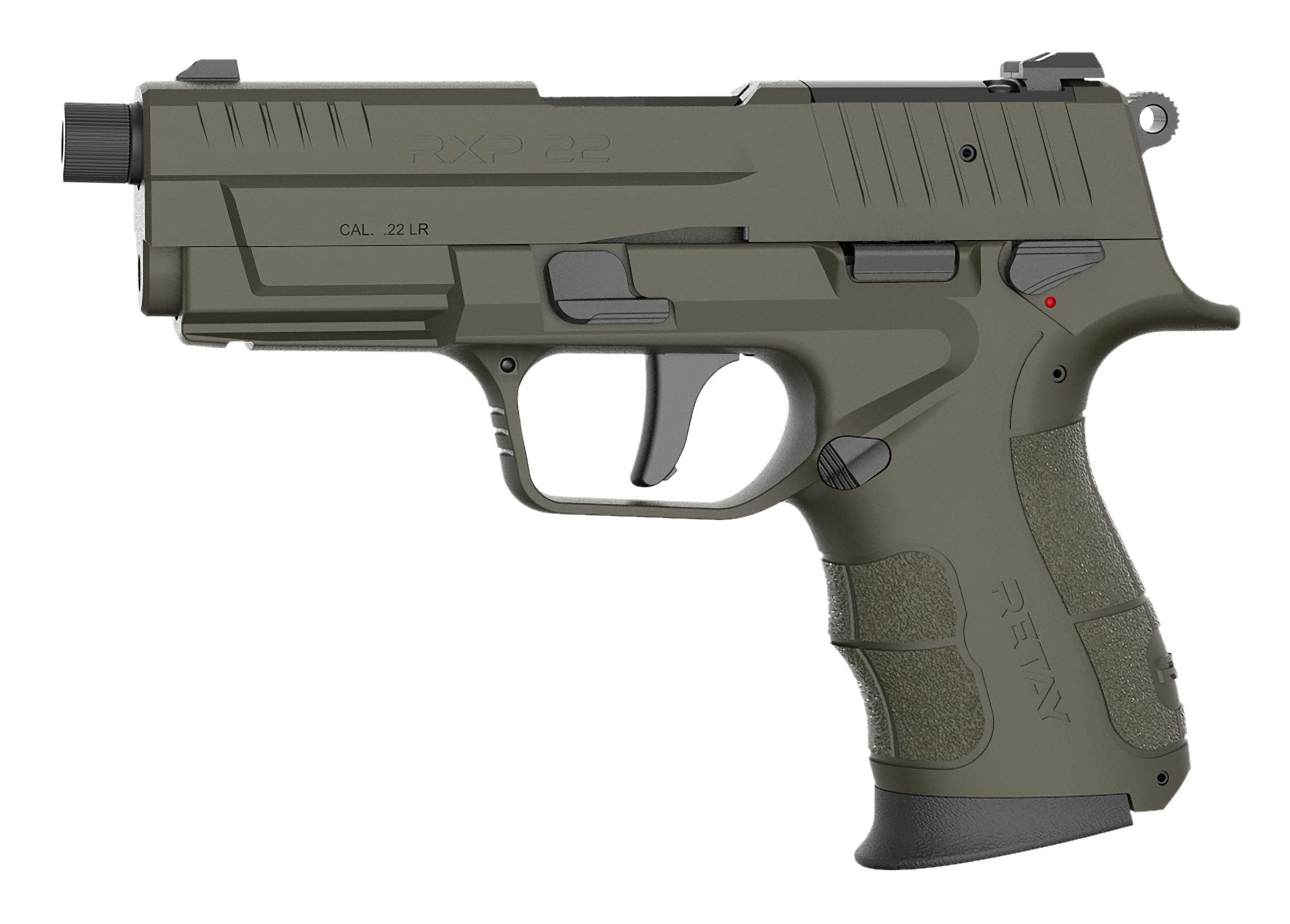 Retay USA RXP22OD13TH RXP  22 LR 13+1 4" Black Threaded Barrel, OD Green Cerakote RMR/RMSc Optic Ready/Serrated Slide, OD Green Cerakote Polymer Frame w/Accessory Rail, Textured Grip