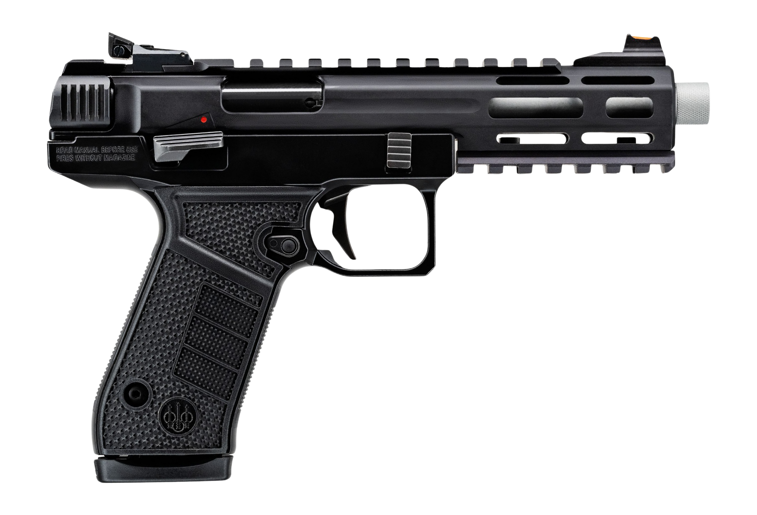 Beretta USA JB22TACMET15SB B Series Jaguar Tac Full Size 22 LR 15+1 5.25" Stainless Barrel w/M-LOK Barrel Shroud, Black Picatinny Rail Slide, Black Metal Frame w/Picatinny Rail, Interchangeable Grip P