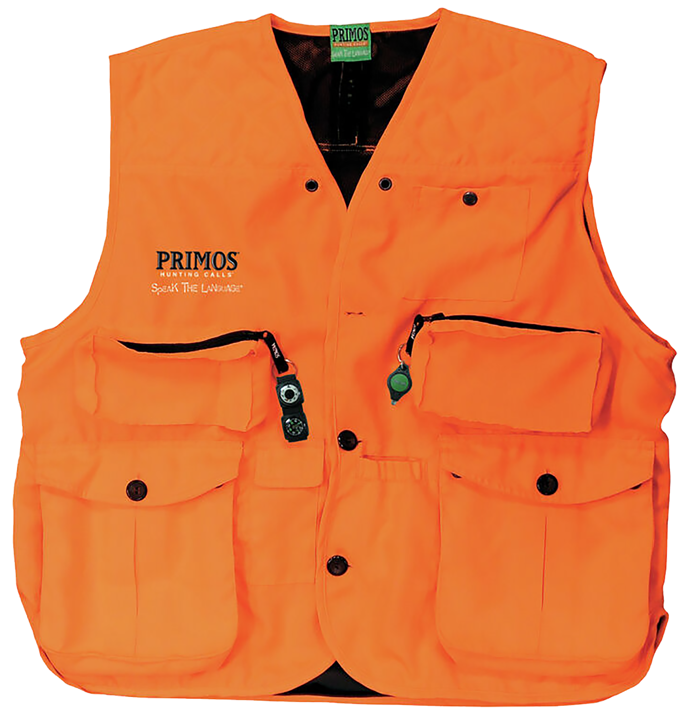 Primos 65705 Gunhunter's Hunting Vest 3XL Blaze Orange Features Compass & LED Light