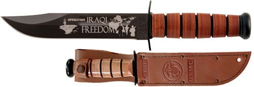 KA-BAR USMC OPERATION IRAQI FREEDOM 7" W/LEATHER SHTH USMC