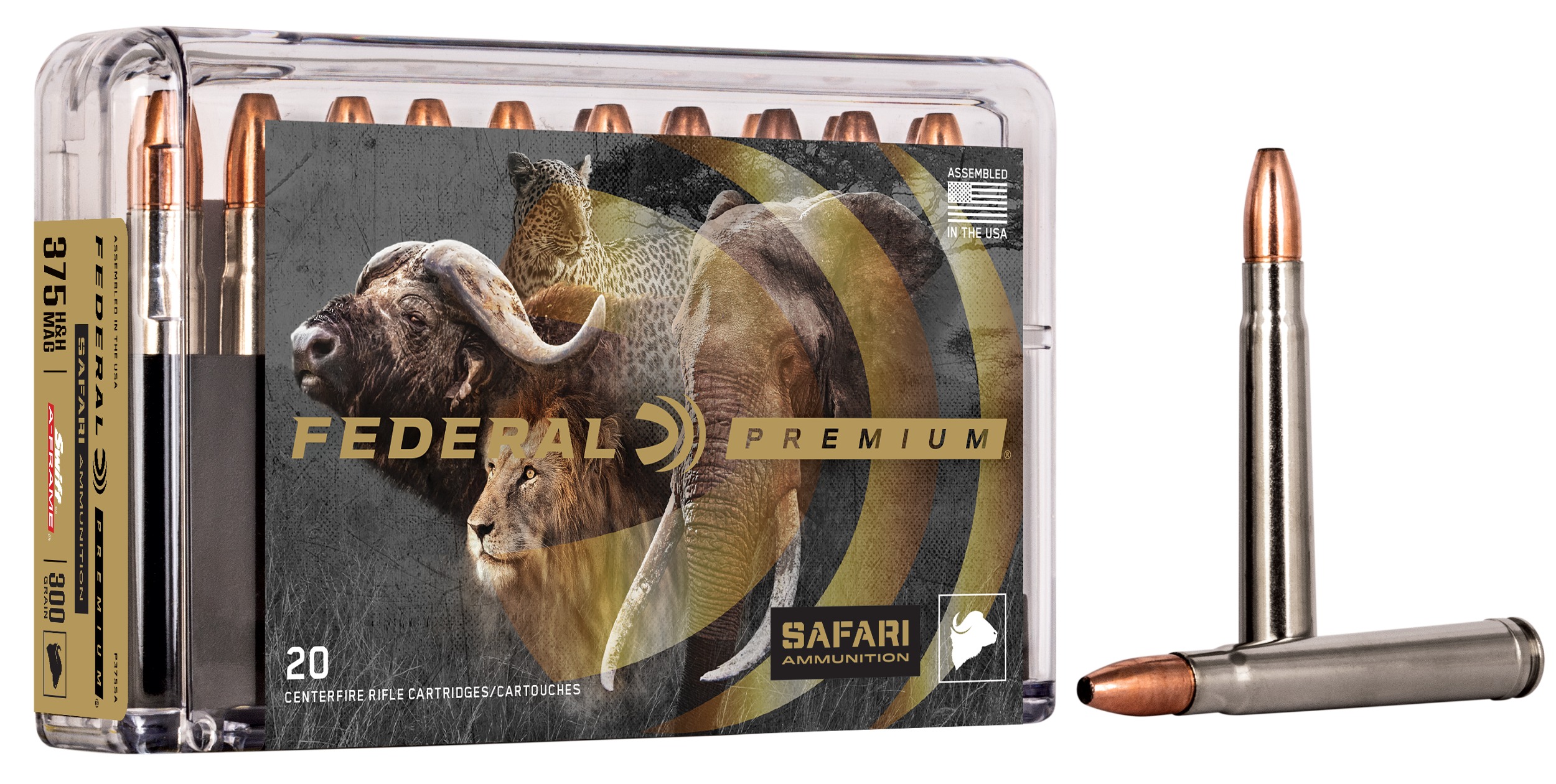 Federal P375SA Premium Safari Cape-Shok 375H&HMag 300gr Swift A Frame 20 Per Box/10 Case