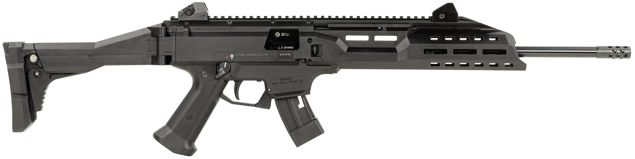CZ-USA 91368 Scorpion EVO 3 22 LR 10+1 16" Black Threaded Steel Barrel, Picatinny Rail Receiver, M-LOK Handguards, Black Folding/Telescoping Stock, Black Polymer Grips