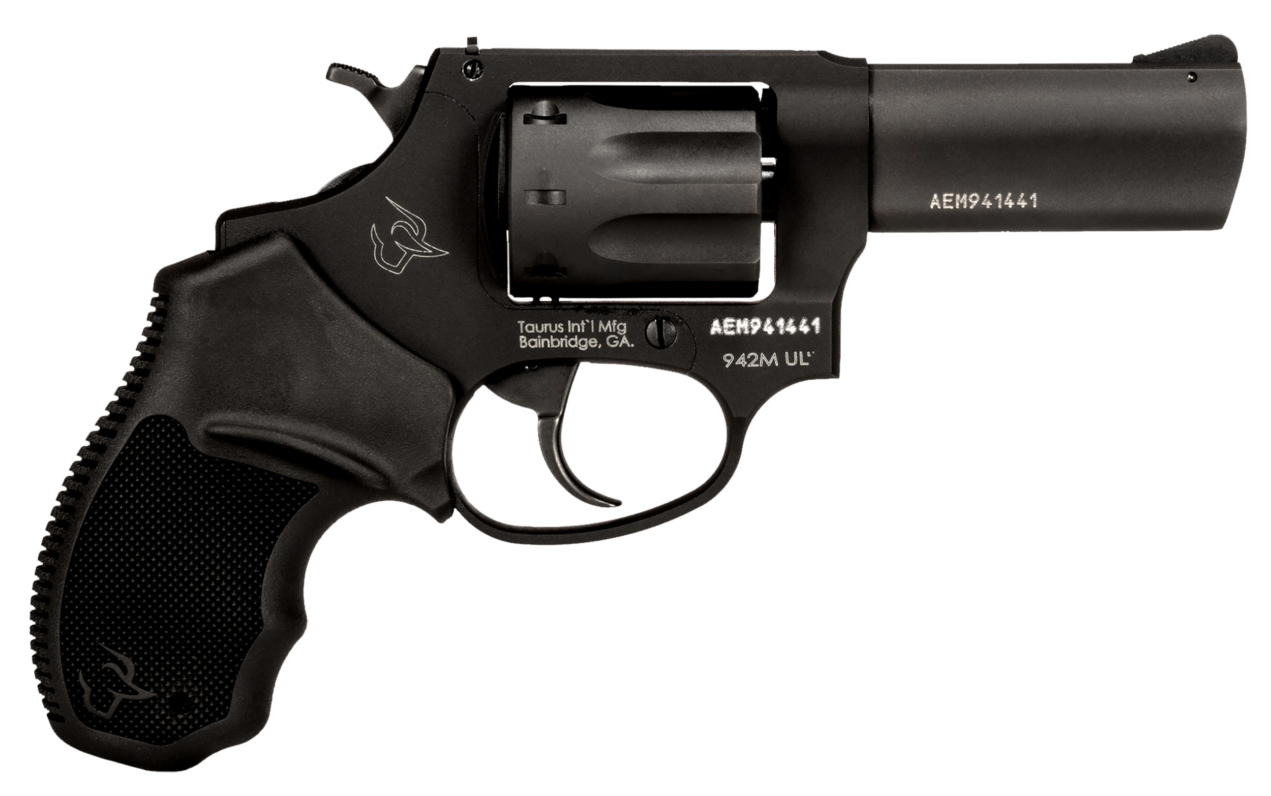 Taurus 2942M031UL 942 Ultra-Lite 22 WMR 8rd 3" Matte Black Finish Barrel, Matte Black Finish Cylinder, Black Anodized Finish Aluminum Frame & Finger Grooved Black Polymer Grip