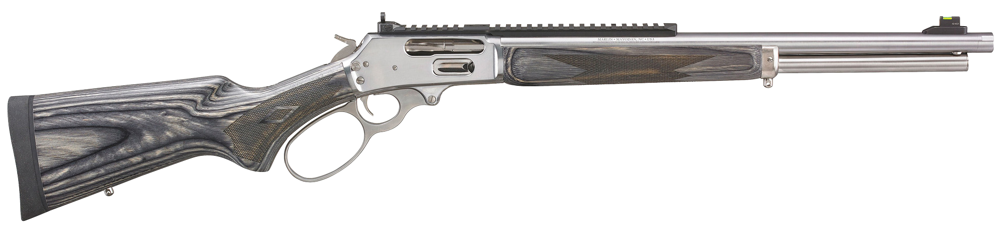 Marlin 70478 1895 Big Loop Full Size 45-70 Gov 6+1 19" Polished Stainless Steel Threaded Barrel, Polished Stainless Stainless Steel Receiver, Fixed Gray Laminate Stock